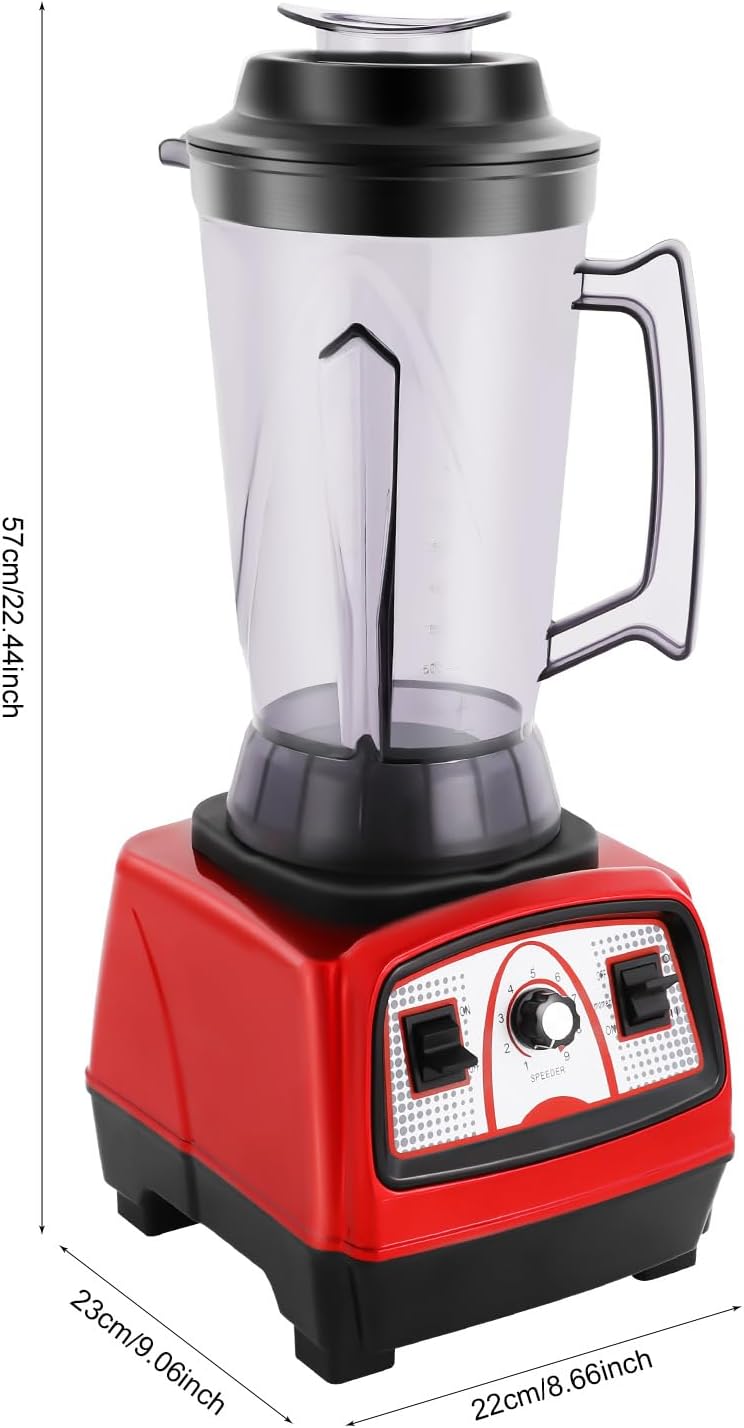 Commercial Blender 2200W Countertop, 4L Capacity Stainless Steel Blades with 9 Speed Settings, Chop/Dice/Pulse Ice Crushing Machine for Smoothies Shakes Home Restaurants Bars