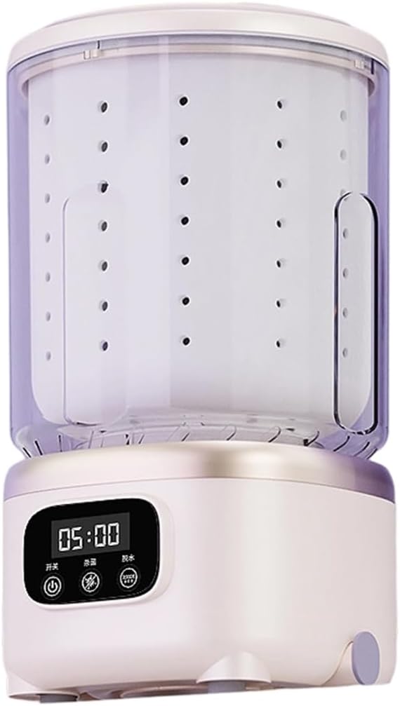 Generic Fully Automatic Portable Washing Machine with Drying 2L Capacity Cordless Rechargeable 3000mAh Battery Compact Washer Dryer for Lingerie Socks Travel Apartment (White)