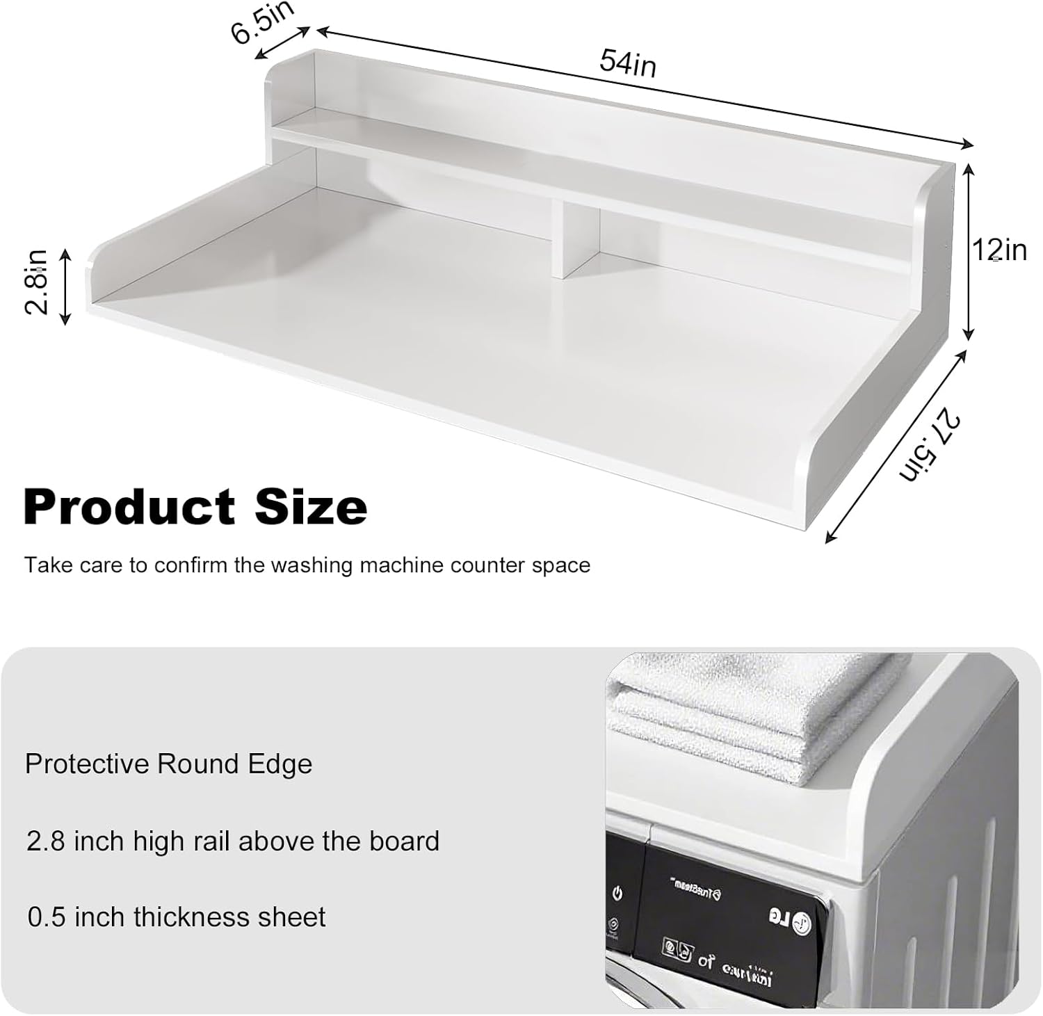 2-Tier Washer Dryer Countertop with 2.8
