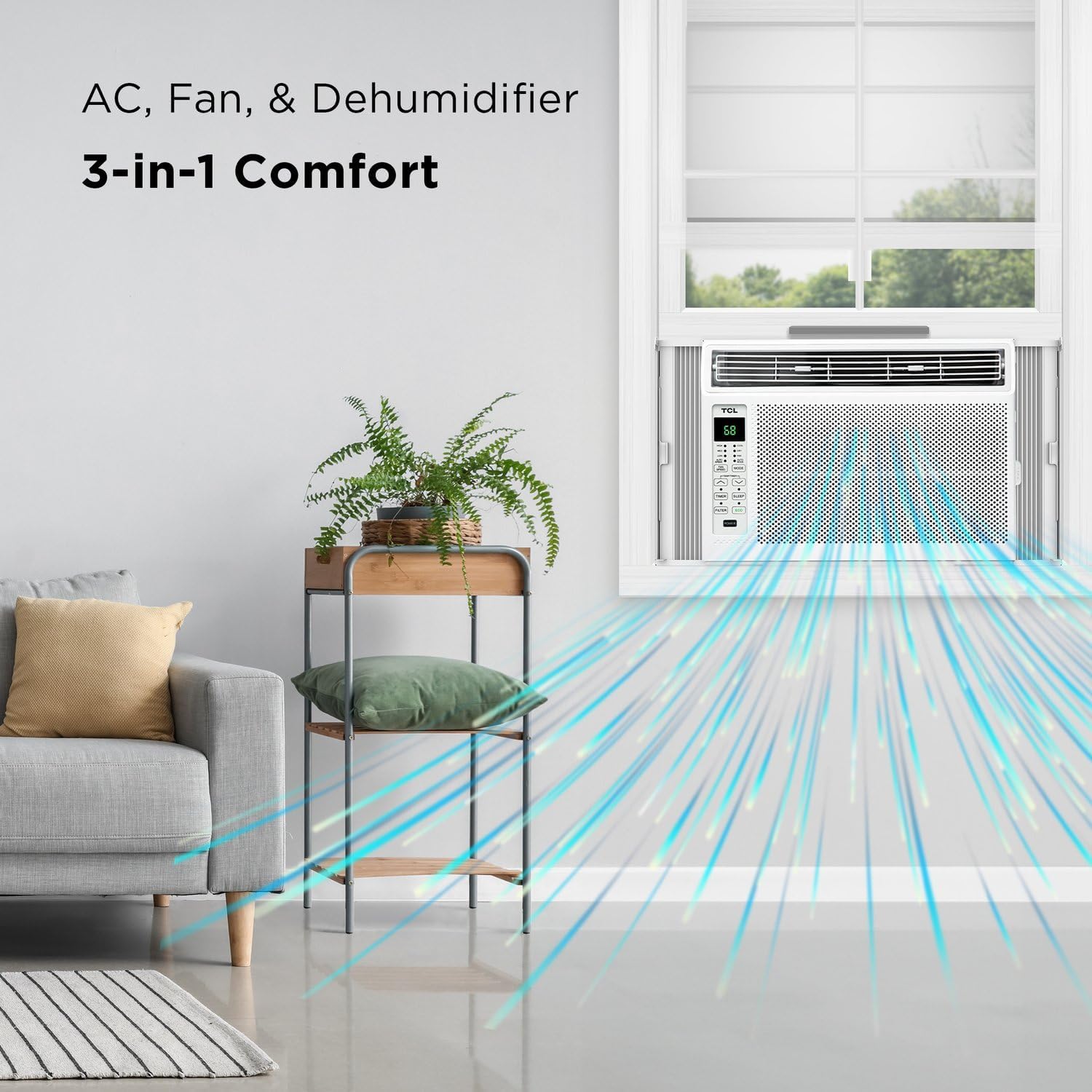 TCL 6,000 BTU Window Air Conditioner, Fan & Dehumidifier, 250 Sq. Ft., Remote Control, Easy-to-Use, Reusable Filter - H6W23W