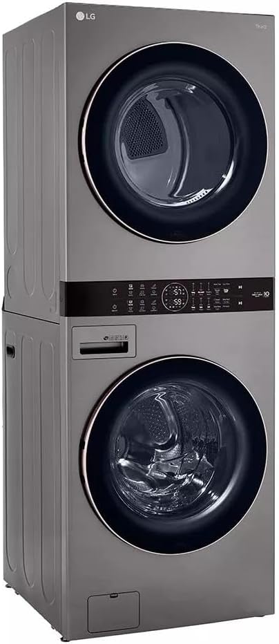 LG WashTower Stacked Smart Laundry Center 4.5 Cu.Ft. Front Load Washer & 7.4 Cu.Ft. Gas Dryer in Graphite Steel WKG101HVA