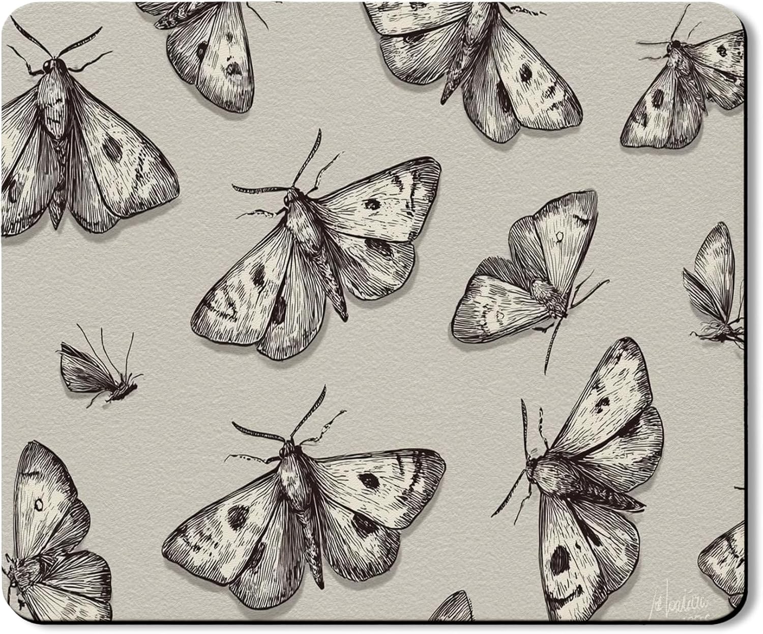 Moth Pattern Washer Dryer Top Protector Mat, Vintage Botanical Laundry Machine Dust Cover, Elegant Rubber Anti-slip Waterproof Washer And Dryer Mats for Laundry Room 20x24 Inch