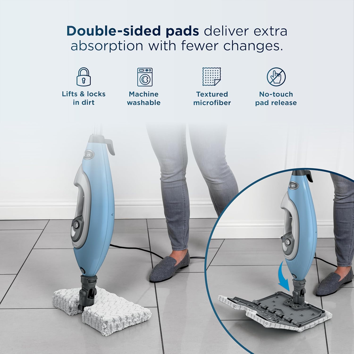 Shark Lift-Away 5-in-1 Steam Mop with Detachable Handheld Steam Cleaner, for Whole Home Cleaning including Sealed Hard Floors, Kitchens, Bathrooms, Upholstery, Cars, Grout & more, Blueberry, S3972BRN