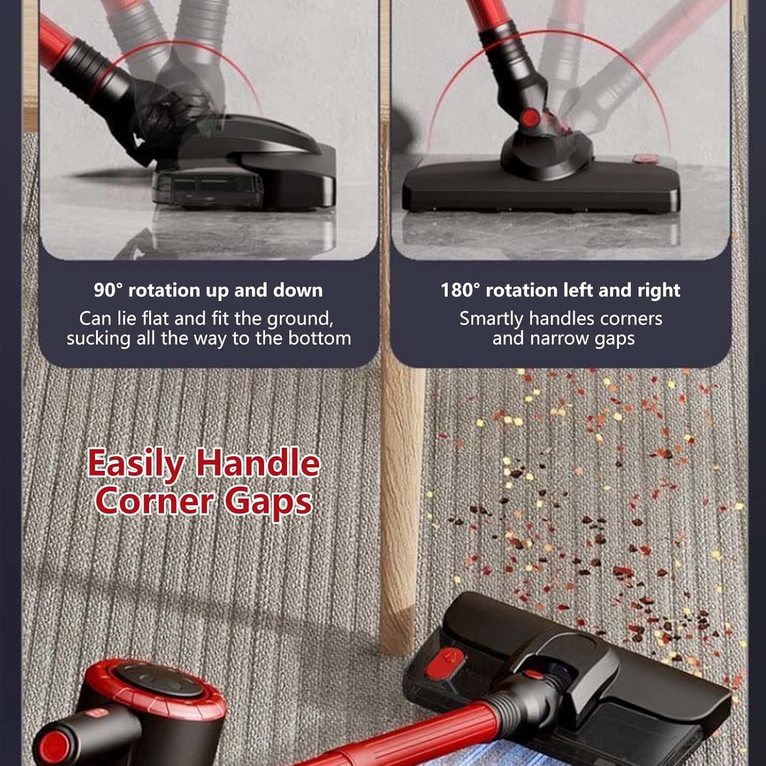 Lightweight and Versatile Aspiradora Y Trapeador para Piso 18Kpa, 35mins Runtime, Rechargeable, Vacuum Cleaner All in One Carpet Vacuum for Kitchen, Bedroom, Living Room,White