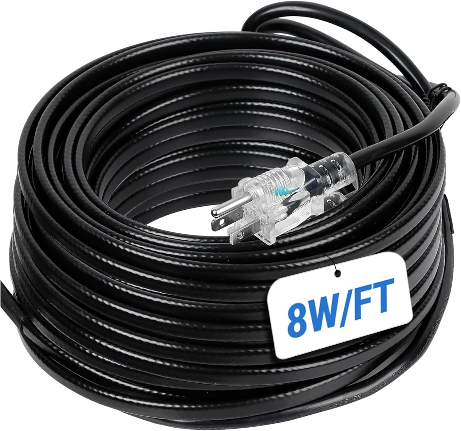 100FT Heat Tape for Roof and Gutters, 8W/FT Roof Snow De-Icing Kit w/ 45PCS Clips & Spacers, Self-Regulating Heat Cable, Roof Heat Tape for Ice Dam & Pipe Freeze Prevention, 120V, LED Plug