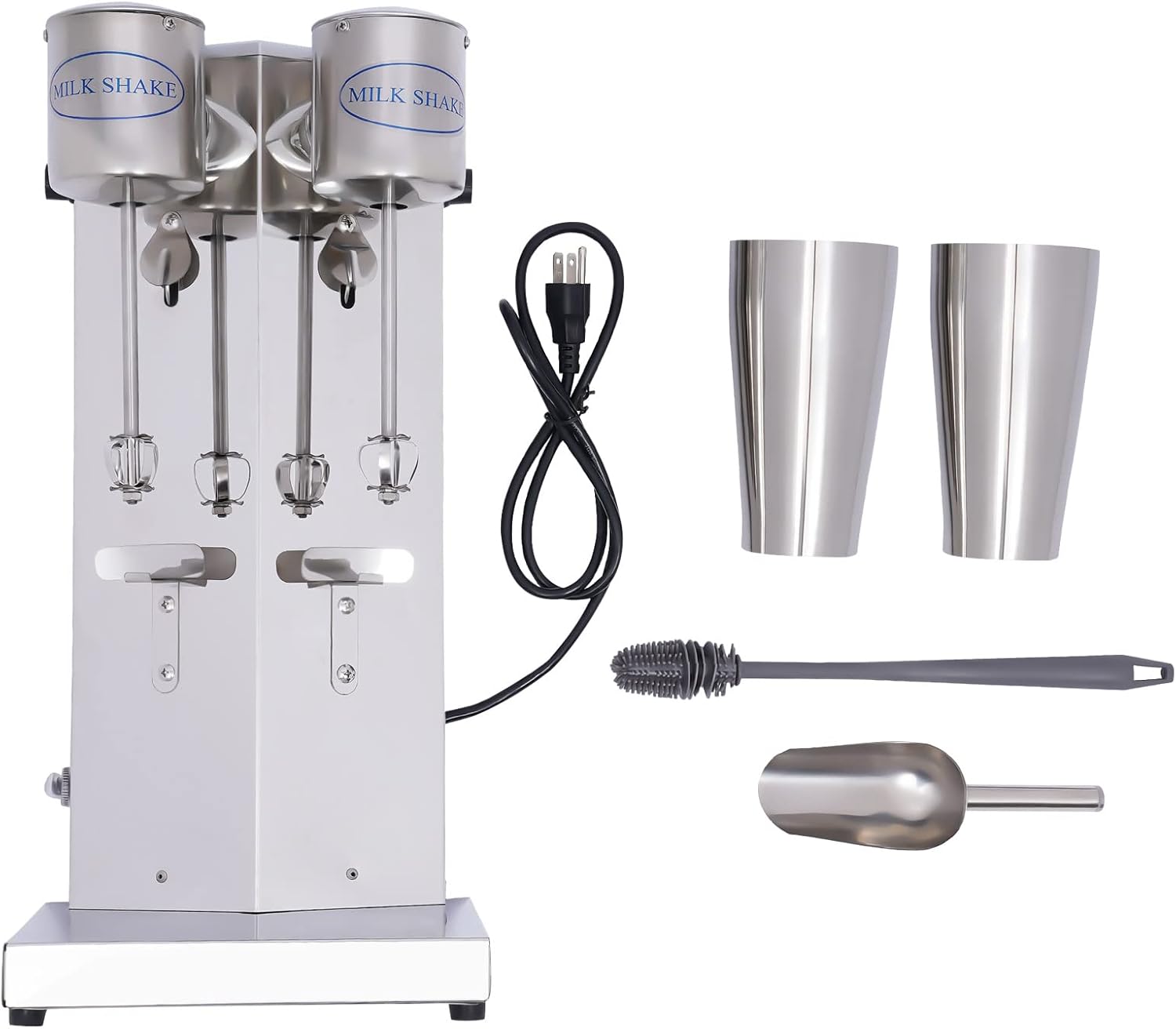 Milk Shaker Machine,110V 180W Commercial Stainless Steel Milkshake Blender Maker with 800ML Mixing Cup,16000Rpm Double Electric Head Drink Milkshake Mixer for Coffee Shops,Tea Stores,Dessert Stores