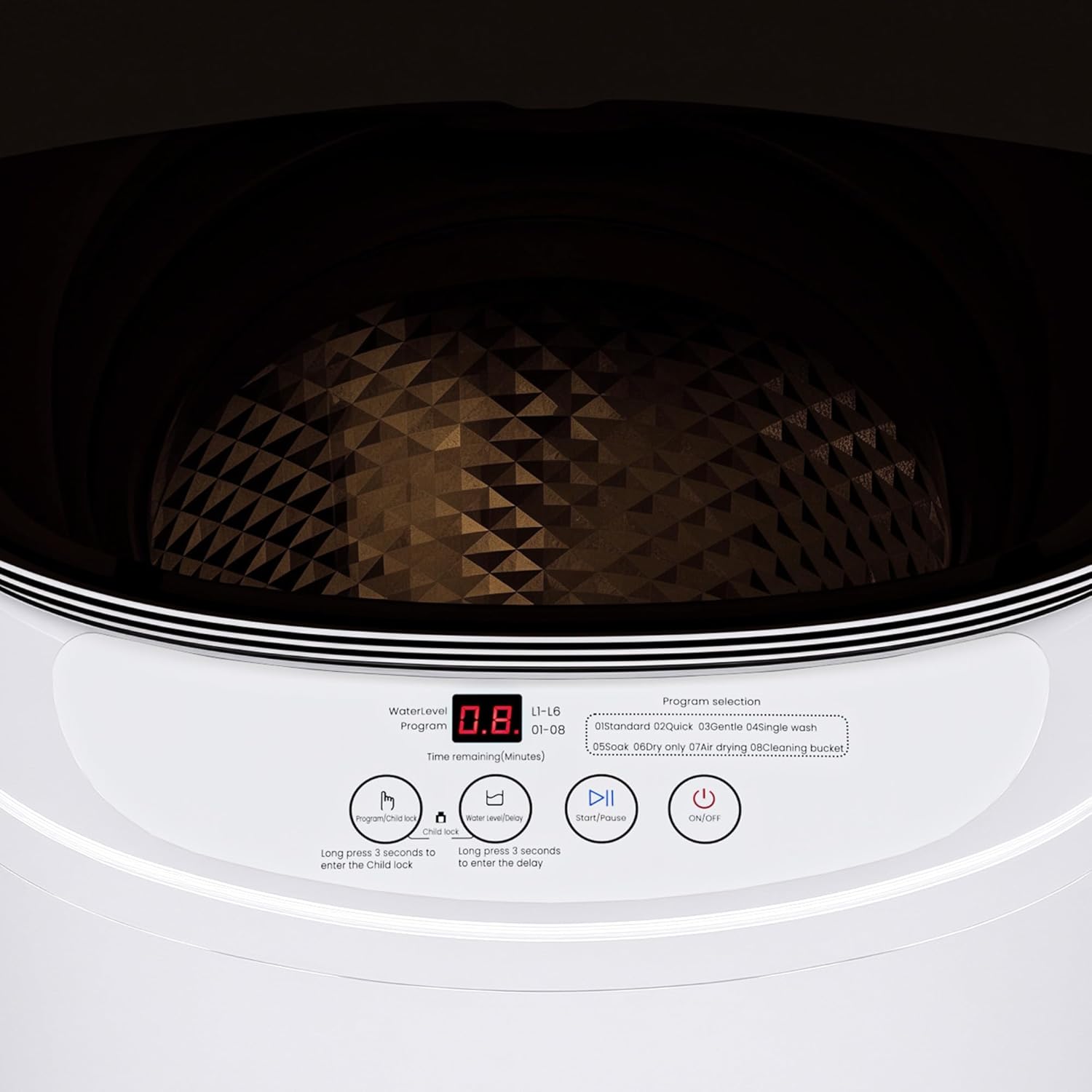 ADVWIN 1.07 Cu.ft Portable Washing Machine, 7.7lbs Compact Automatic Washer and Spin Dryer with Drain Pump, 8 Programs, LED Display for Apartment, RV, Dorm