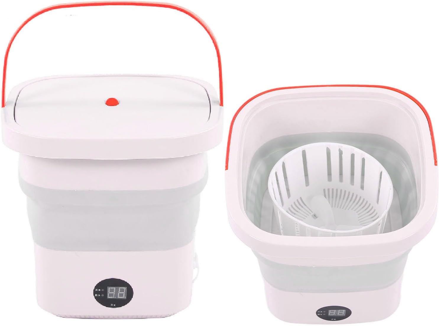 Portable Washing Machine, 6L Foldable Automatic Washing Machine, with LCD Panel Display, Built in Spin Dryer for Baby Clothes, Underwear Or Small Items, Apartment, Laundry Room, Camping(Pink)