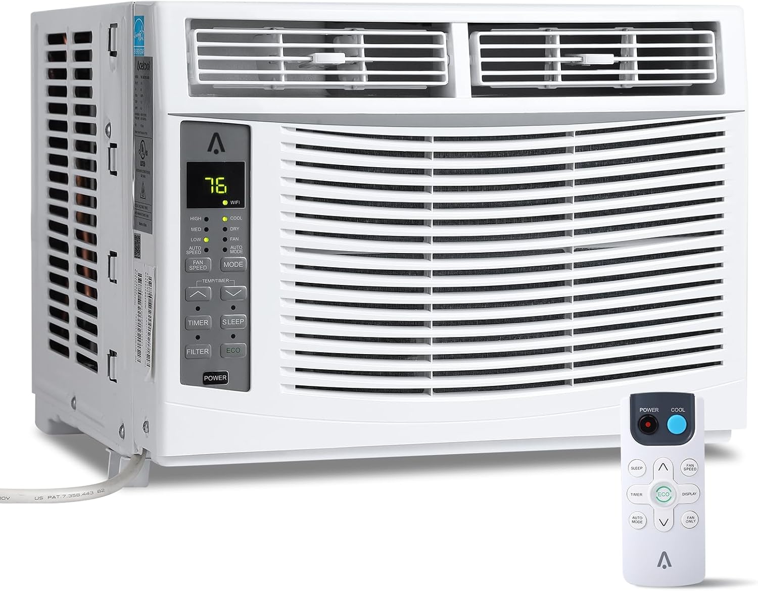 Smart Window Air Conditioner, 6000 BTU Air Conditioner Window Unit Remote/App Control and Dehumidify Function, Quiet Operation, Energy Savings, Cools 250 Sq.ft, 110-115V