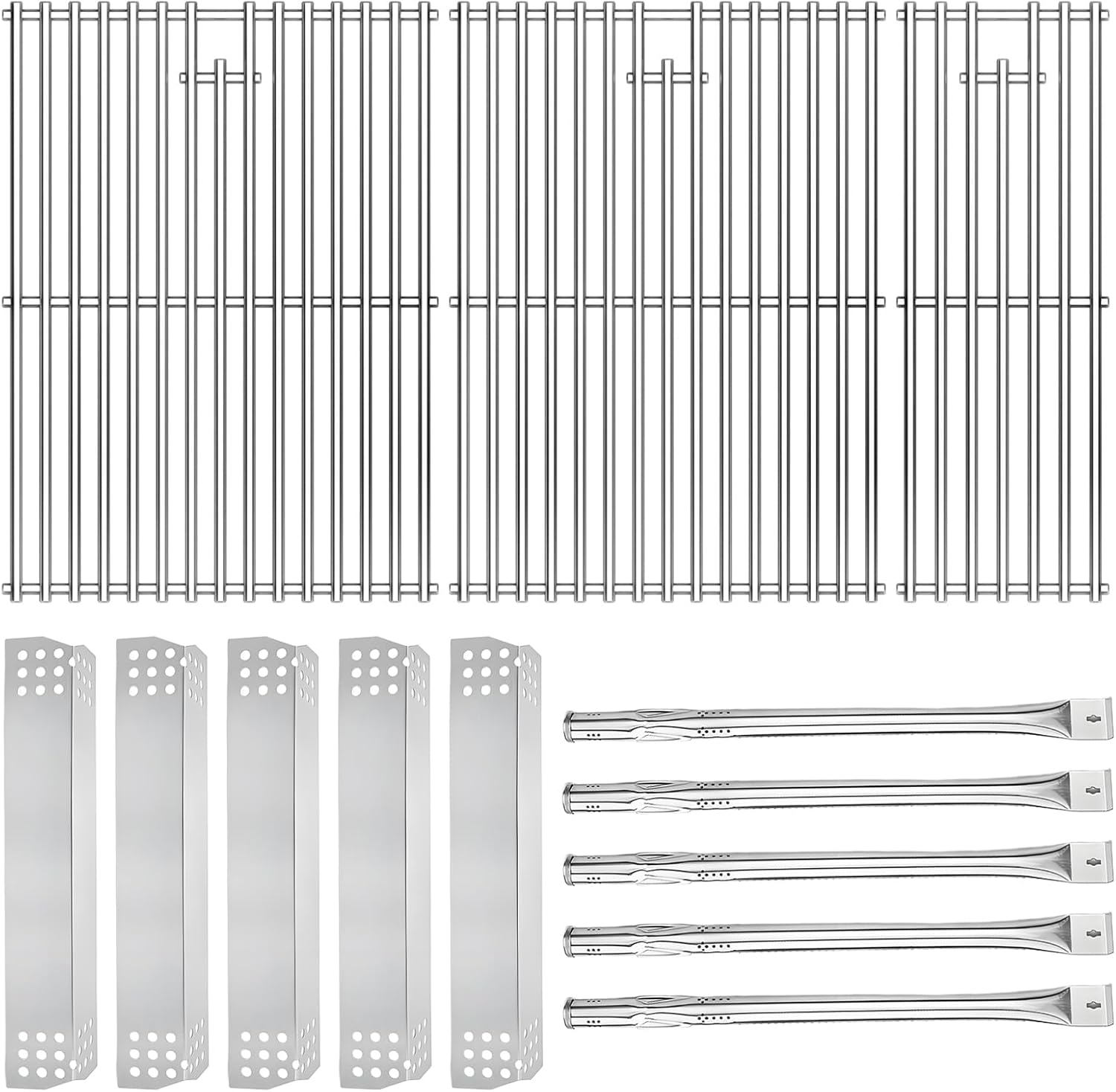 Hisencn Grill Parts Kit for Home Depot Nexgrill 5 Burner 720-0882A Gas Grill, Stainless Steel Grill Burners, Heat Plates Tent Shields Flame Tamers, Cooking Grates for Nexgrill Grill Parts