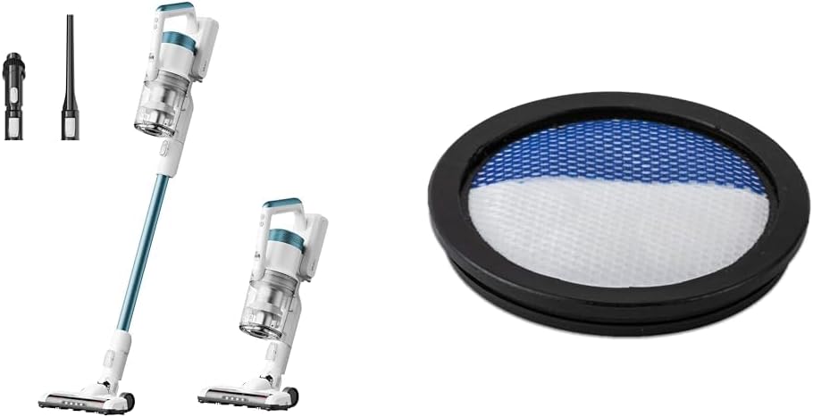 Bundle of Eureka NEC280TL RapidClean Pro Cordless Cleaner for Hard Floors, Lightweight Vacuum LED Headlights, Convenient Stick and Handheld Vac, White + Filter Components, White and Black