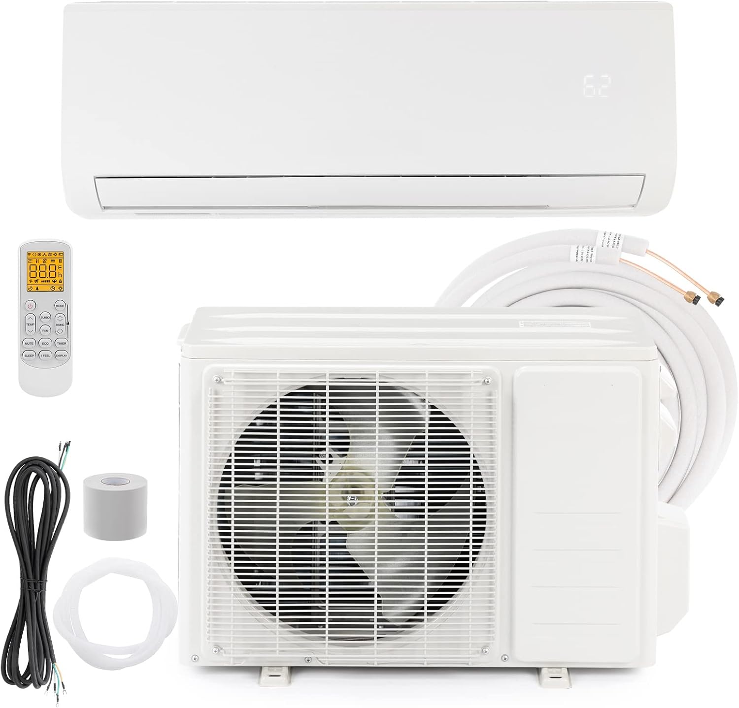 18,000 BTU Mini Split AC/Heating System with Inverter, 19 SEER 230V Energy Saving Ductless Split-System Air Conditioner with Pre-Charged Condenser, Heat Pump, Remote Control & Installation Kit