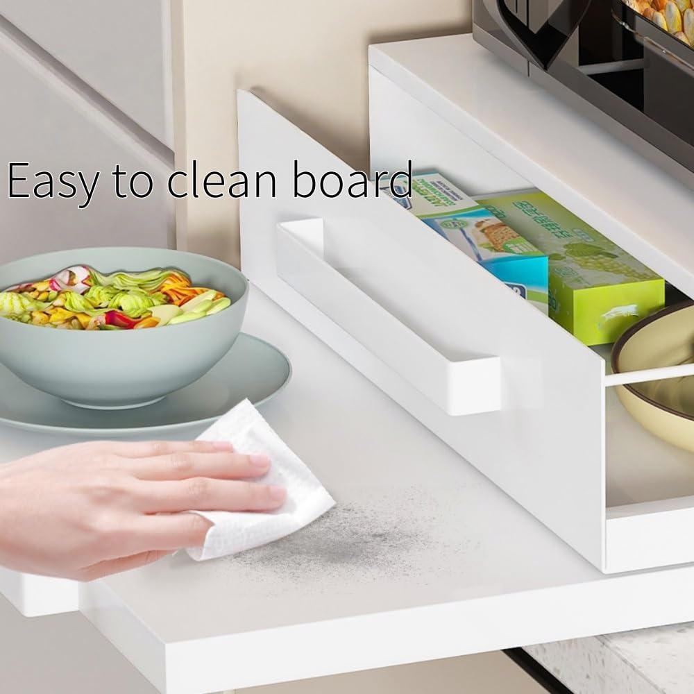 Countertop Microwave Rack with Storage, Adjustable Kitchen Stand for Oven, Rice Cooker & Small Appliances Organizer(Black)