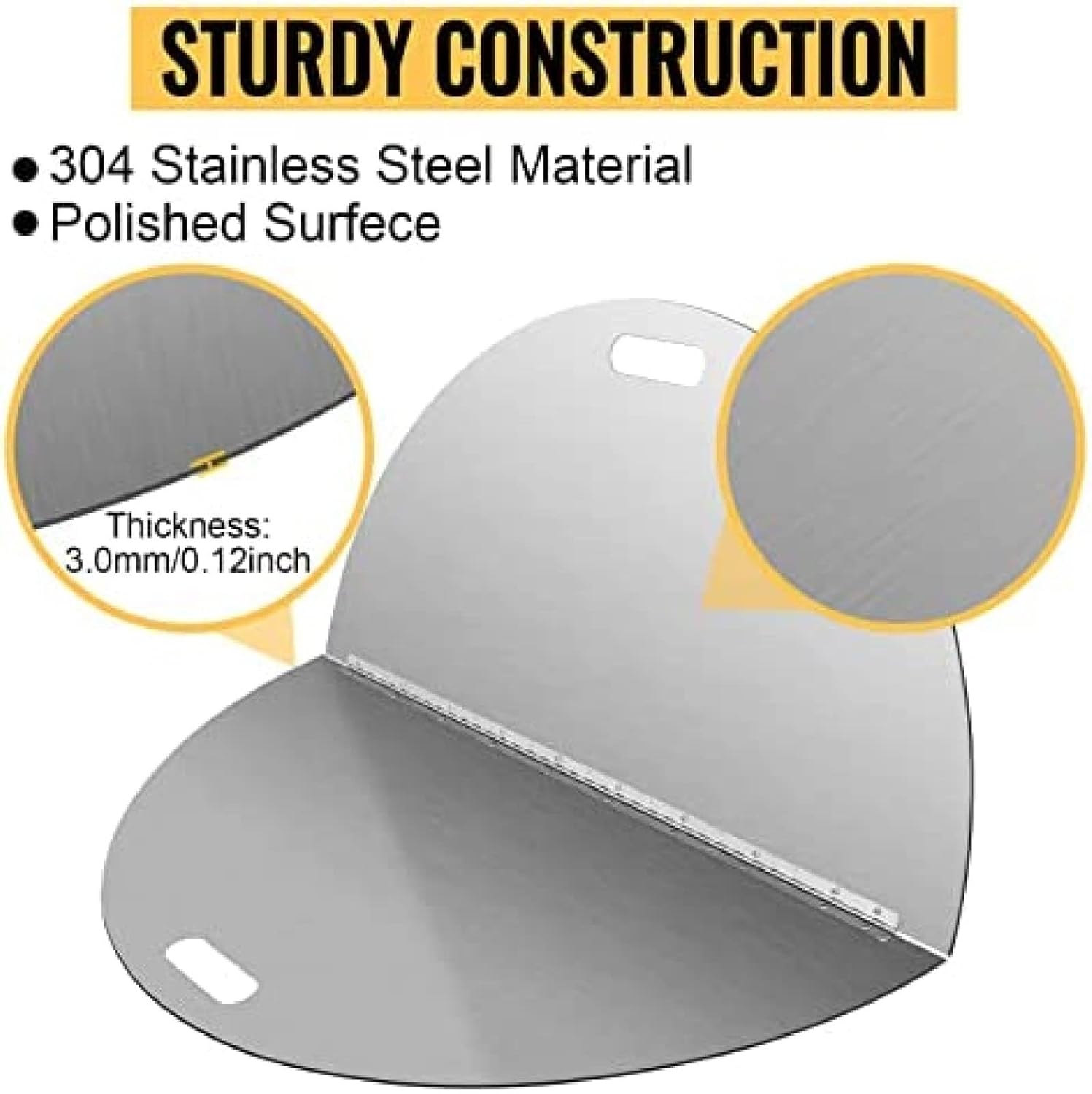 Fire Pit Heat lid, Stainless Steel fire Pit Cover, Round Burner Cover to Push Heat Down and Out, fire Pit lid Without Foldable Legs with Carrying Handle,40inch