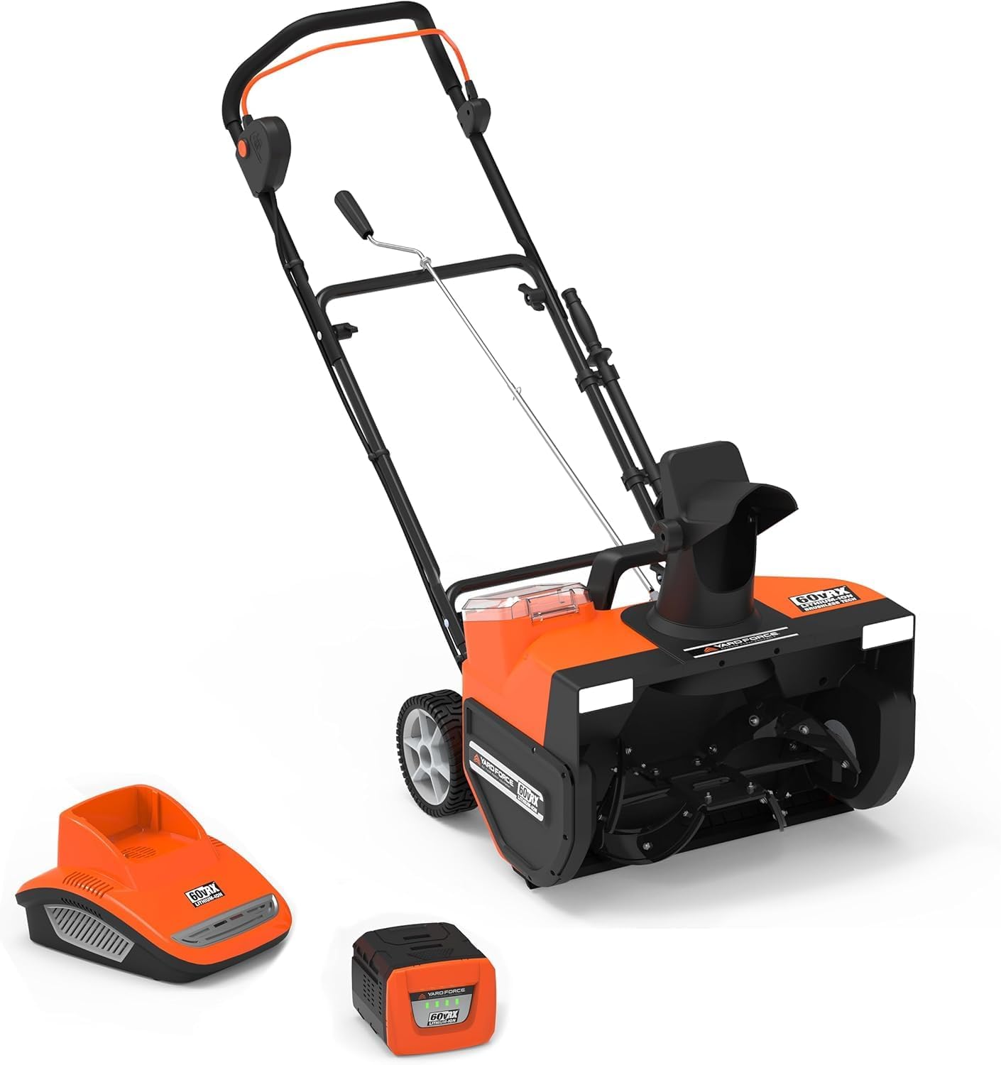 Yard Force YF60vRX22-ST 60V 22-Inch Cordless Snow Blower, Powerful 4.0 Ah Lithium-Ion Battery, 10-Inch Snow Depth, 180° Chute, Self-Propelled with LED Light