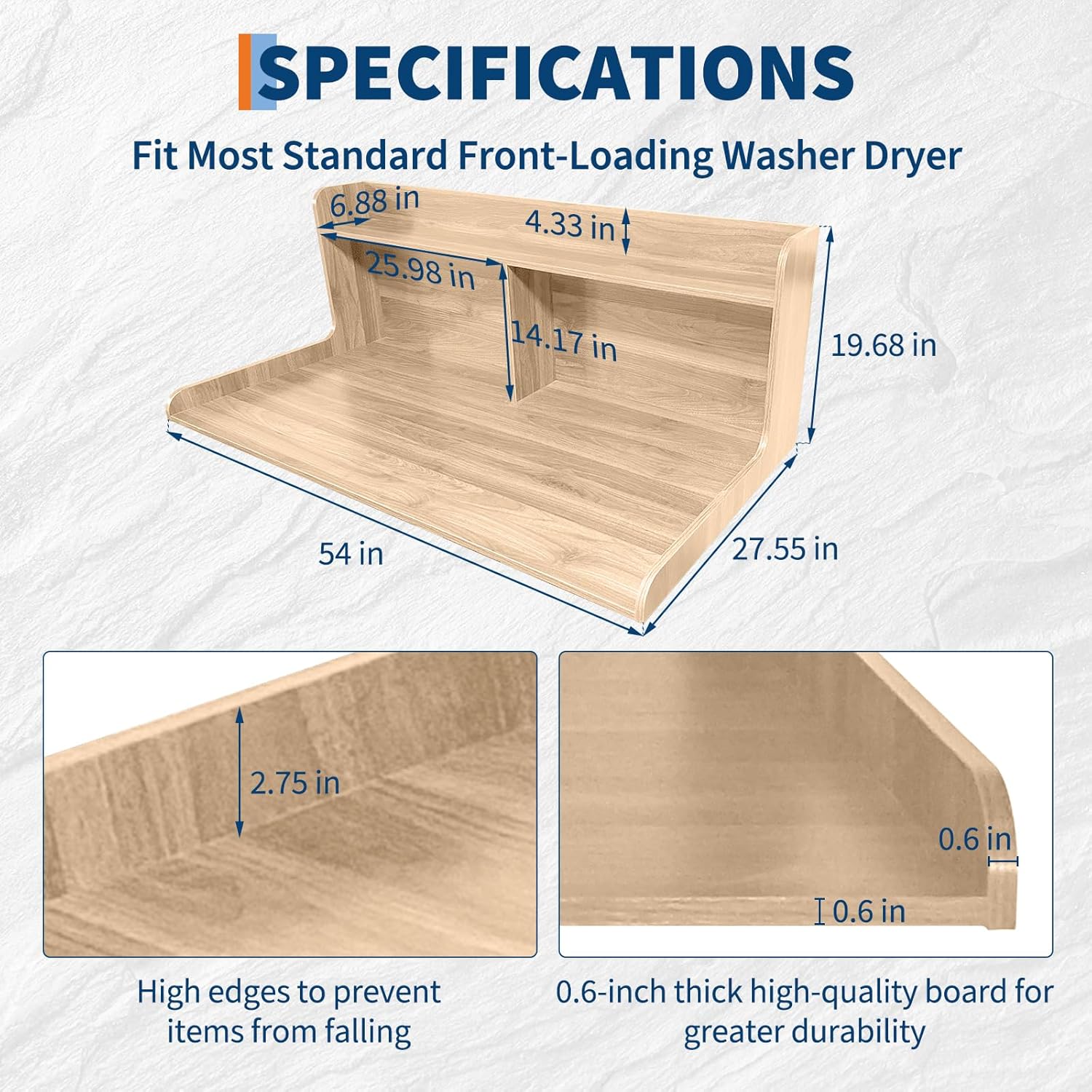 2-Tier Washer Dryer Countertop with 2.75