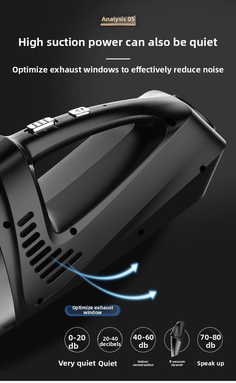 120W High-Power 4-in-1 Car Vacuum Cleaner, Cordless Portable for Car and Home Use with Air Compressor, Tire Pressure Detection & LED Light (4-in-1 Digital Display Wireless Model)