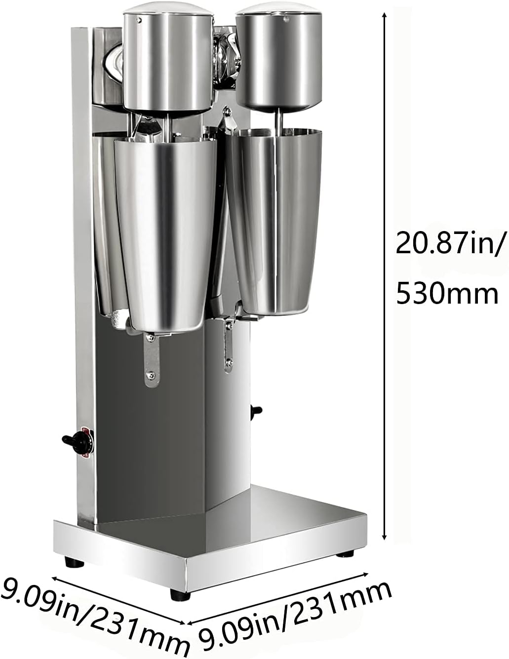 tonchean Commercial Double Head Milkshake Maker, Stainless Steel Milk Shake with 2 Speeds Blender Electric Milkshake Maker Machine with 28 oz Stainless Steel Cup, 110V 180W Silver