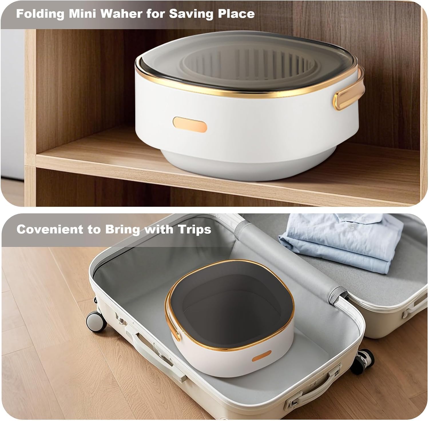 Mini Portable Washing Machine and Dryer, Mini Washer 13L, Portable Washing Machine, Fully Automatic 3 Cleaning Modes Collapsible Camping Washer for Dorm Travel