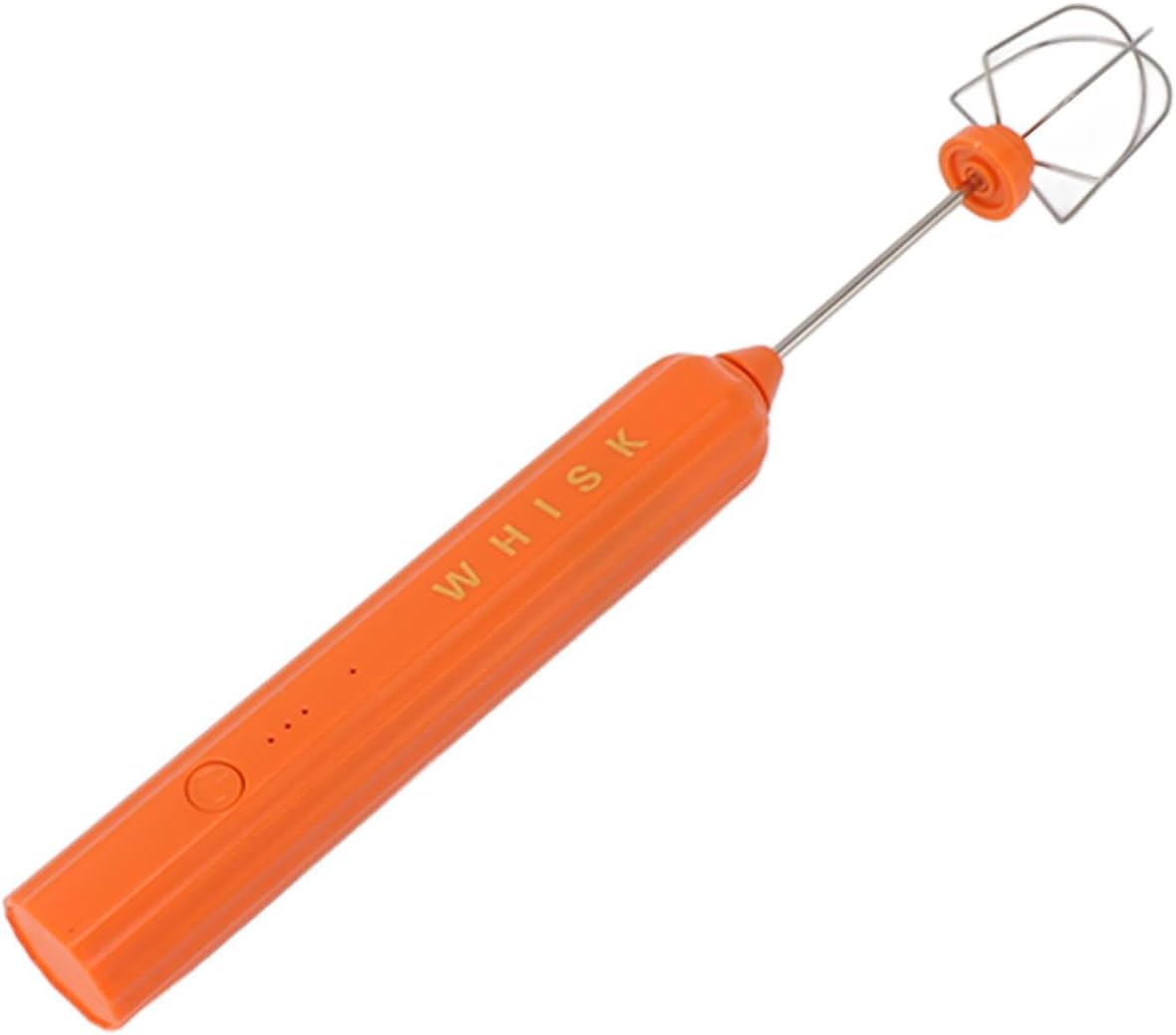 USB Stainless Steel Electric Household Mixer, Handheld Small Mixer Wireless Whisk Frother Wand, Ideal Hand Frother for Kitchen Use (Orange)