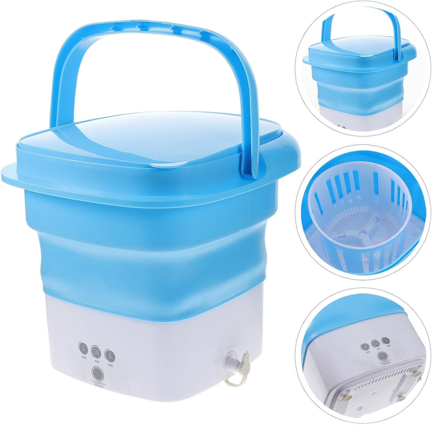 Portable Folding Mini Washing Machine Capacity with Timer Touchscreen Non-slip Suction Base High-frequency Hand Scrub Simulation for Underwear Clothes Travel Camping Apartment Use
