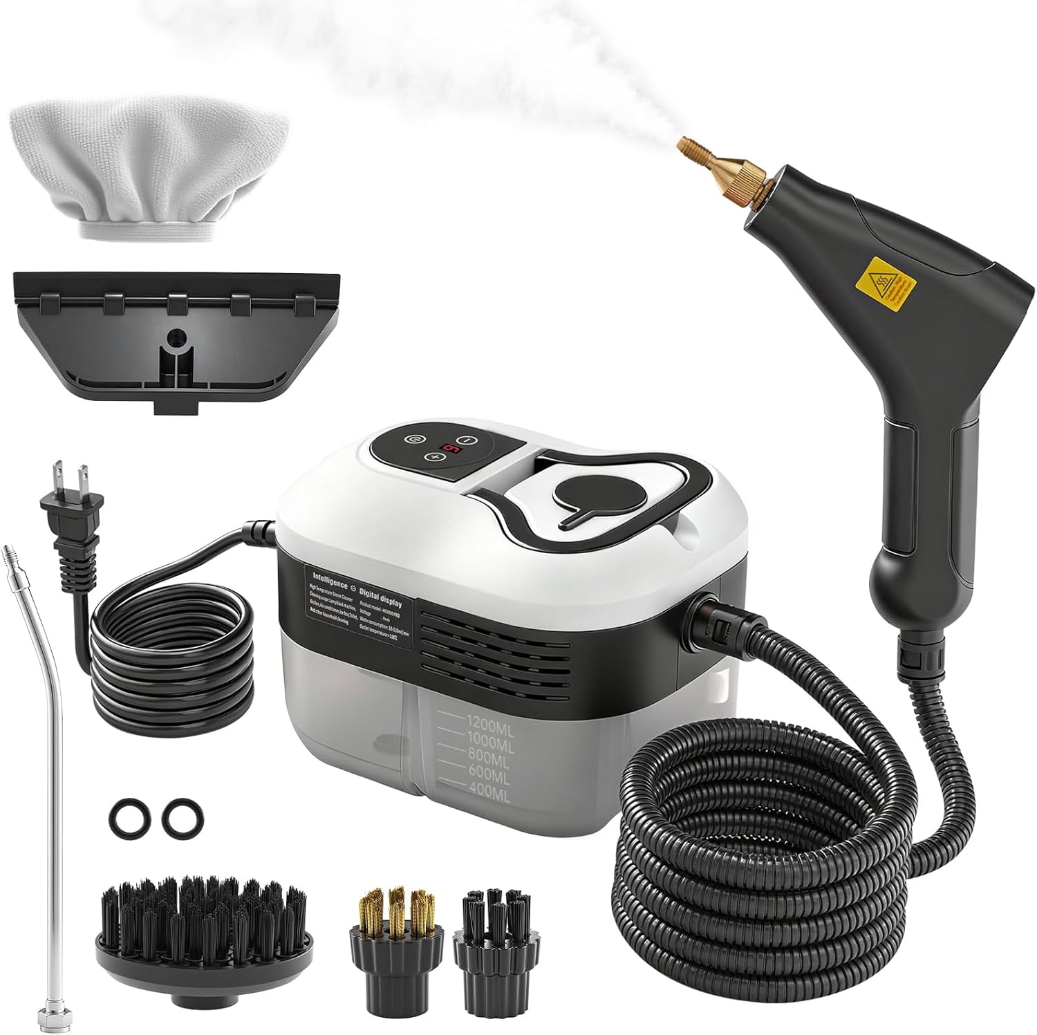 Pressurized Steam Cleaner, Handheld Portable High Temp Bathroom Powerful Steamer Cleaning Machine Steam Cleaner For Home Use Kitchen Grease Car Detailing (Pearl White)