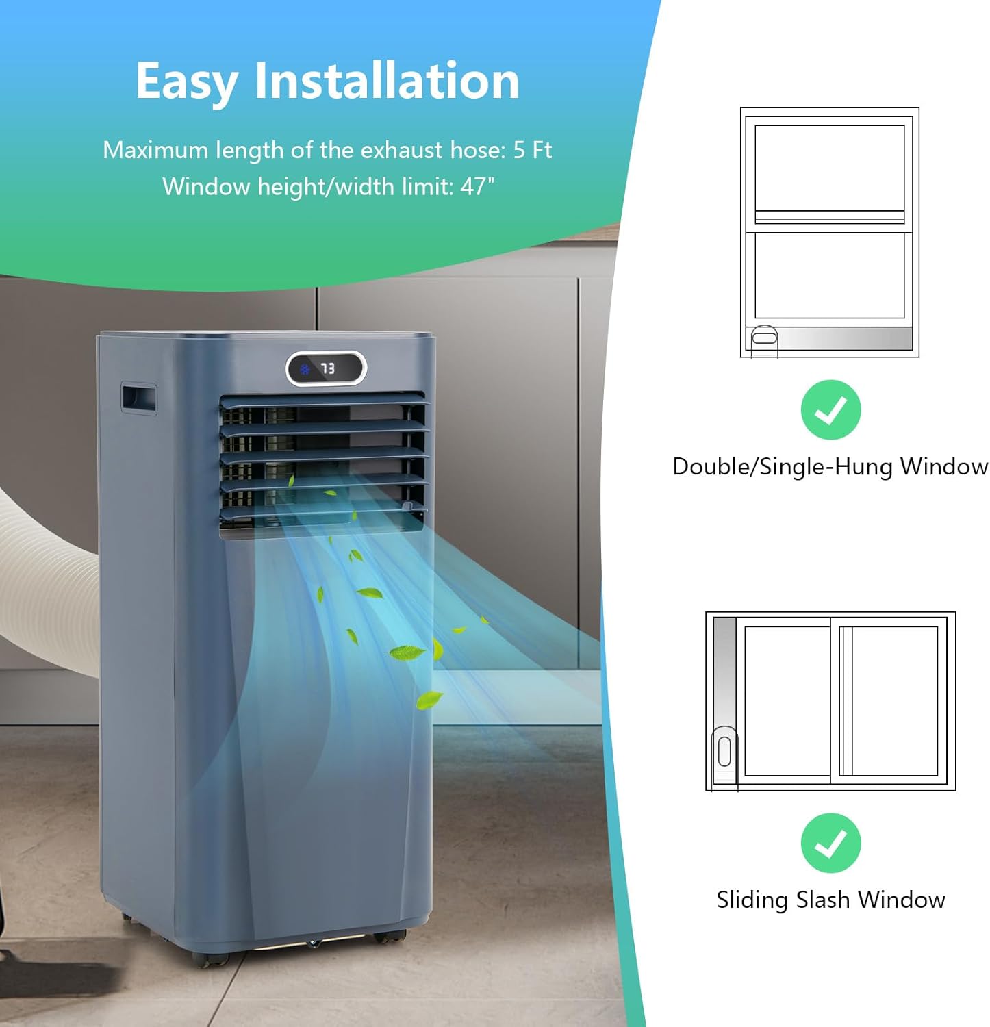 ARLIME Air Conditioner Portable, 10000 BTU Cools up to 350 sq. ft, Portable AC Unit with Fan & Dehumidifier, 2 Speed, Child Lock, 24H Timer, LED Display, Air Cooler for Living Room, Bedroom, Office