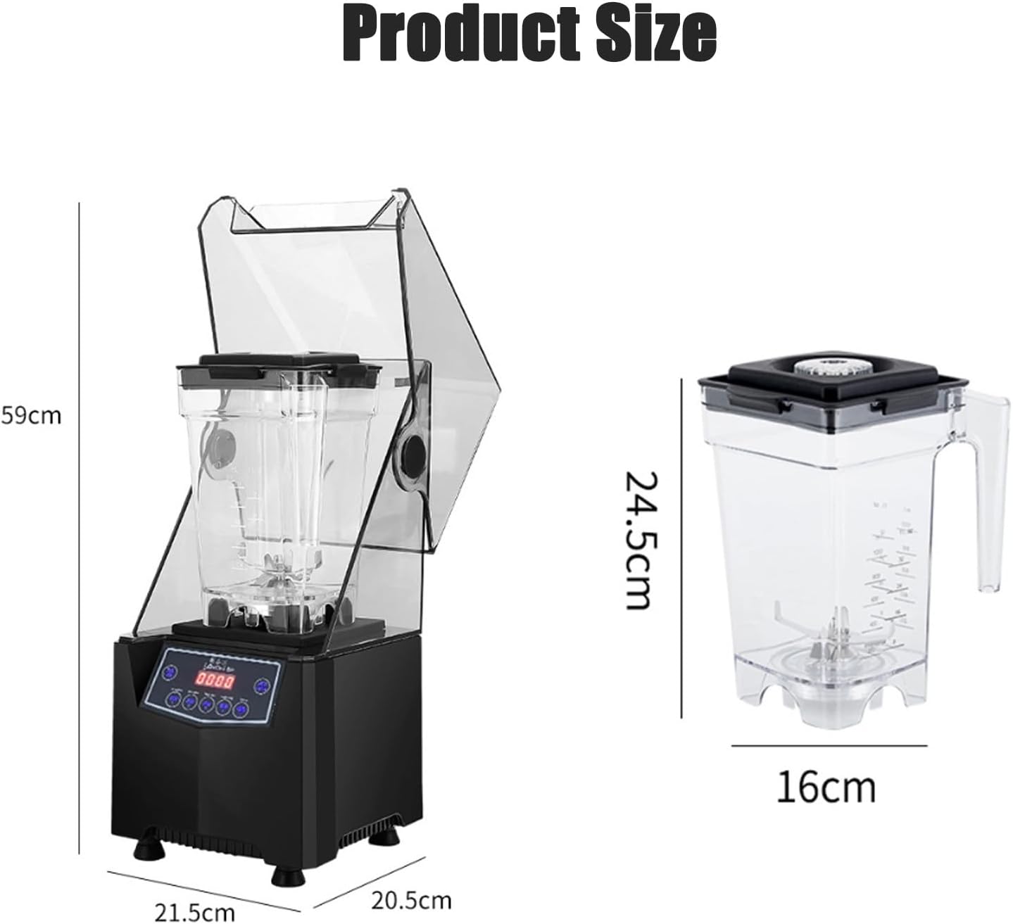 Smoothie Maker Blender, 2L Commercial Stand Mixer - Silent 17000rpm, Crush Ice & Fruits - With Sound Enclosure & Cover - Broken Wall Cooking Machine