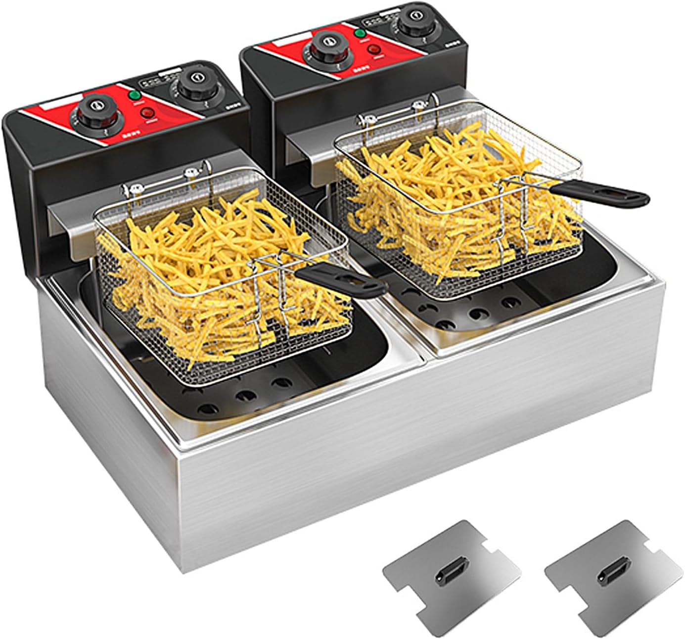 10L/20L Electric Deep Fryer with Basket and Lid, Stainless Steel Deep Fryer, Timer for 10-60 Minutes, Commercial Deep Fryer Electric for Food Courts 220V(54 * 43 * 26cm)