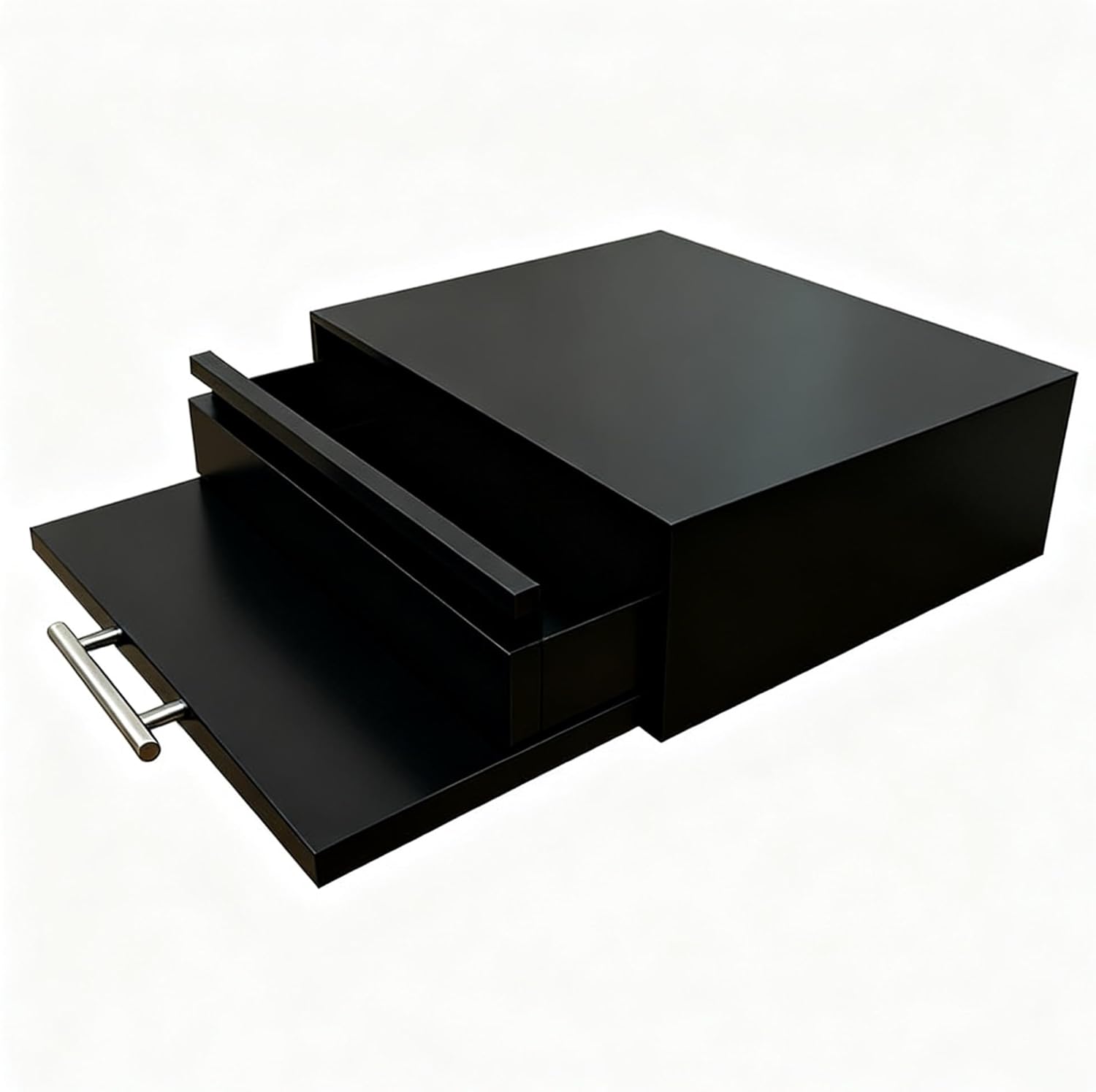 3-Tier Microwave Stand with Drawer, Microwave Rack with Pull-Out Extension Work Shelf, Carbon Steel Kitchen Counter Organizer for Coffee Maker & Small Appliances 18.5''L x 14.2''W x 5.5''H(Black)