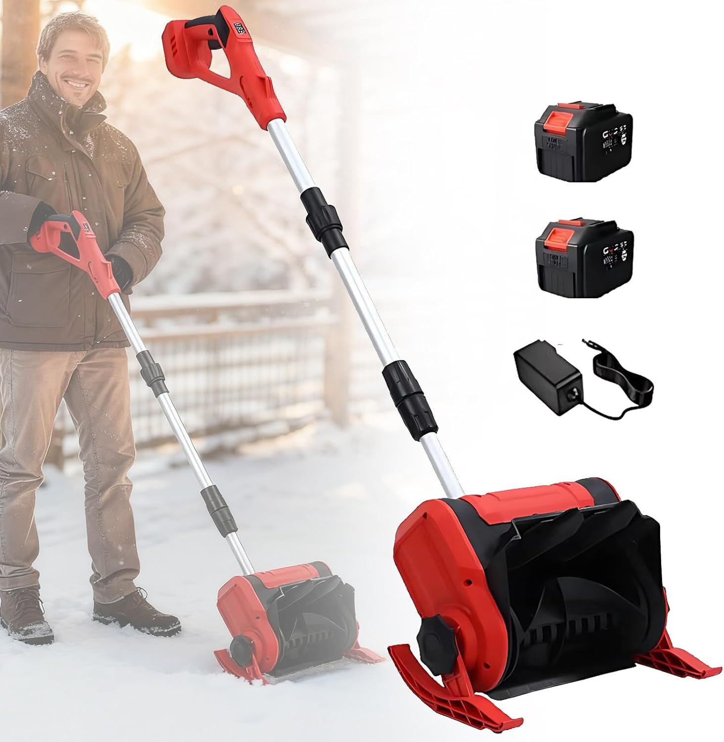 Cordless Snow Shovel, 13-Inch Brushless Snow Blower with 1200W Brushless Motor, Includes 4.0Ah Battery & Charger Kit, Lightweight Snow Thrower for Driveway & Sidewalk