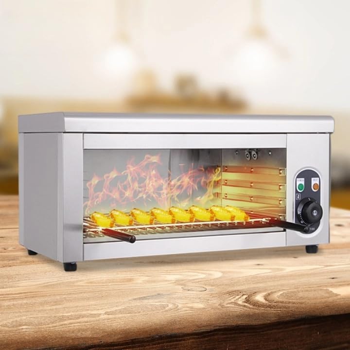 2000W Commercial Electric Cheese Melter Machine, Stainless Steel Electric Countertop Cheese Steaks Sandwiches Melter Grill, Anti-scald Handles, Adjustable Temperature Control