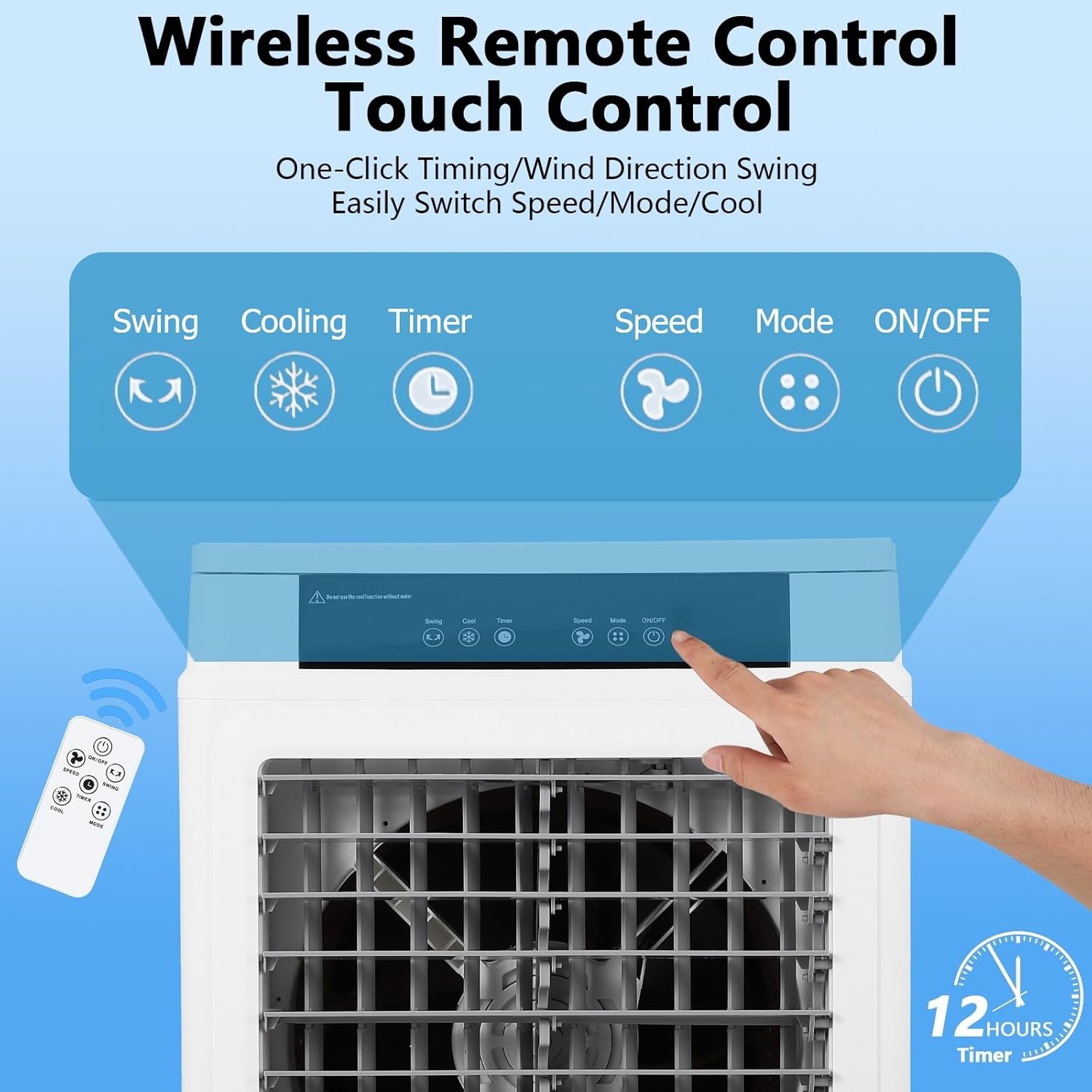 3500 CFM Swamp Cooler, 10.3 Gallon Evaporative Air Cooler with Remote Control, 3 Speeds, 12h Timer, 3-In-1 Swamp Cooler Air Conditioner, Portable Air Cooler Fan for Indoor Room Garage Outdoor Patio