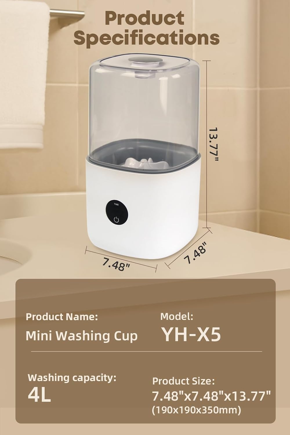 Portable Mini Washing Machine, 4L Washing Machine Cleaning for Underwear, Plug-in Compact Washer for Singles, Apartments, RV, Plug-in Compact Underwear Laundry Washer