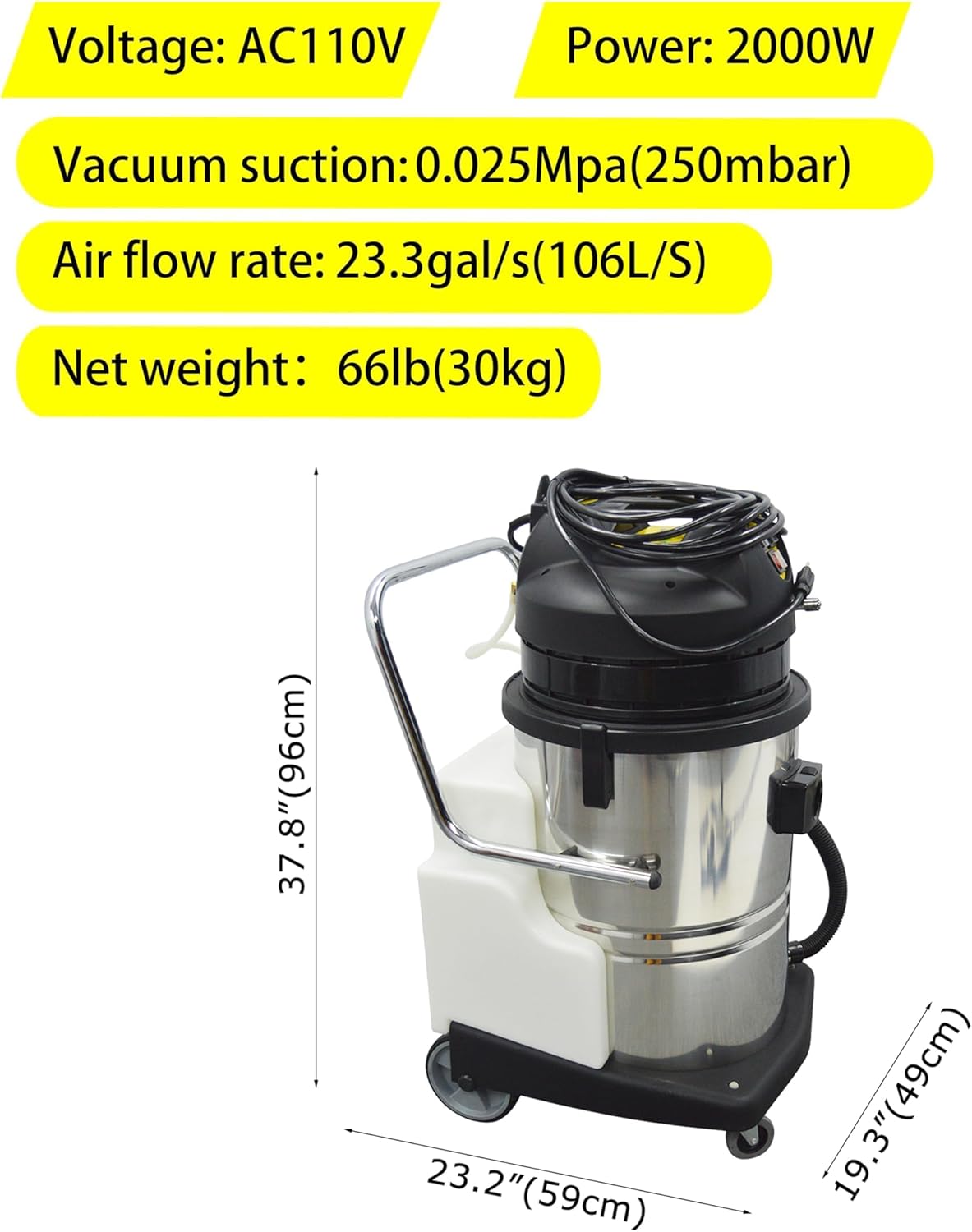 110V Carpet Extractor Machine 3 in 1 Wet Dry Vacuum Cleaner 60L Portable Carpet Cleaning Machine for Home Commercial Use Carpet Cleaner 2000W