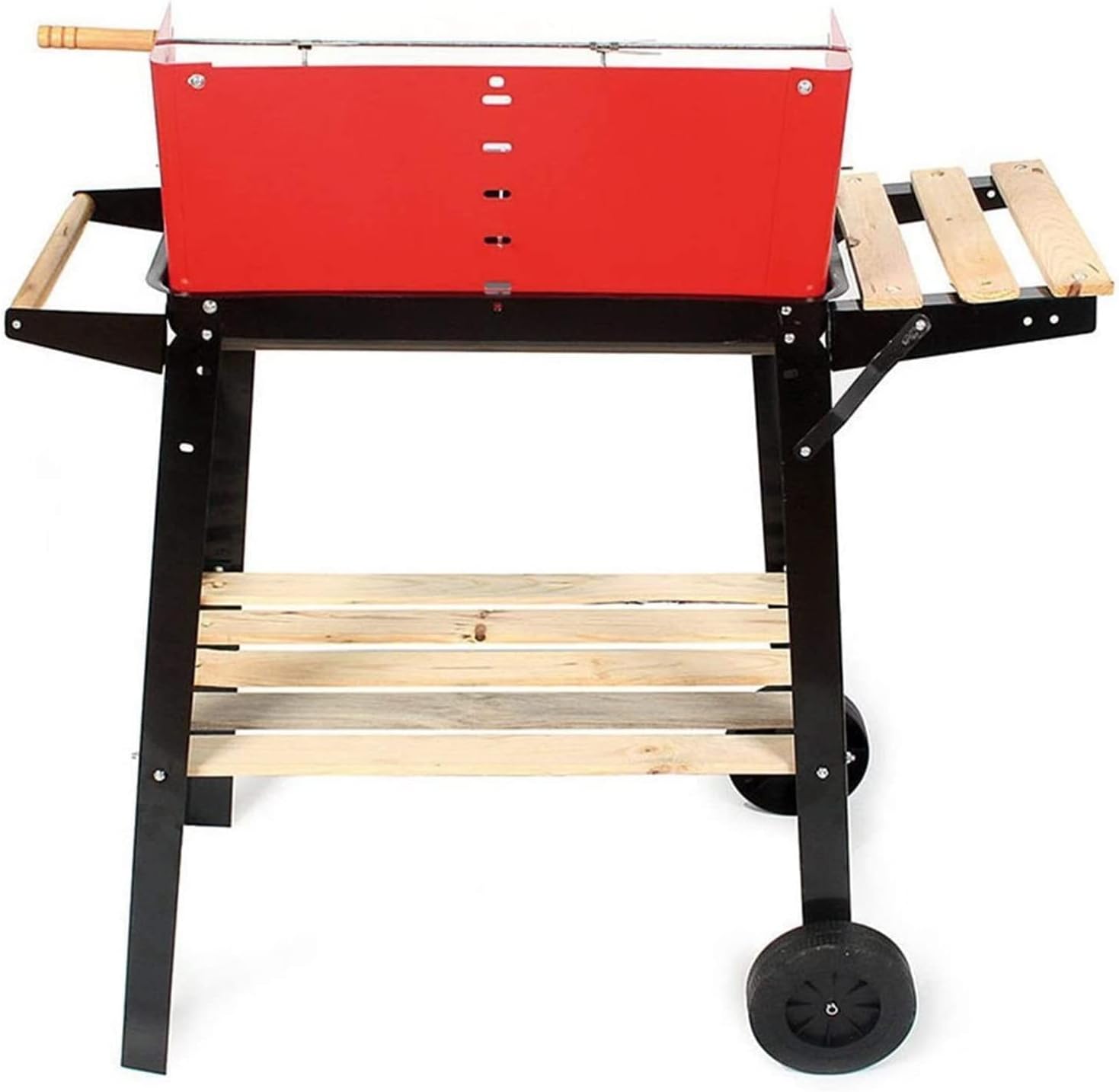 Barbecue Charcoal Grill Outdoor Indoor Barbecue Charcoal Grill Grill Steel Wood Outdoor Thickening Barbecue Rack Portable Moving with Plastic Wheels