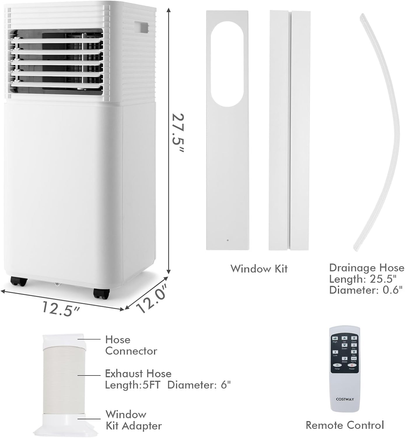 ARLIME Portable Air Conditioners, 10000 BTU AC Unit Cools up to 350 sq. ft. Freestanding Air Cooler w/Fan & Dehumidifier, Remote Control, Window Mount Kits for Home Office