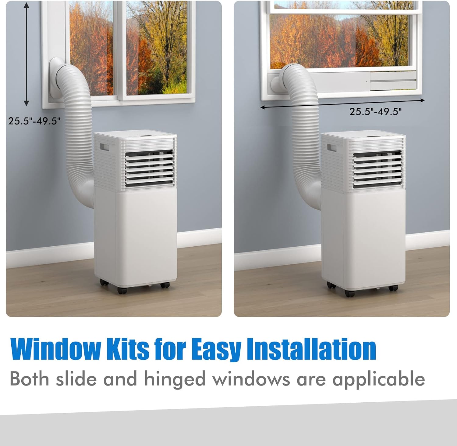 GOFLAME Portable Air Conditioner, 8000 BTU Powerful AC Unit with Remote Control and 4 Universal Casters, 3-IN-1 Air Cooler & Dehumidifier & Fan with 24H Timer for Living Room, Bedroom, Office, White