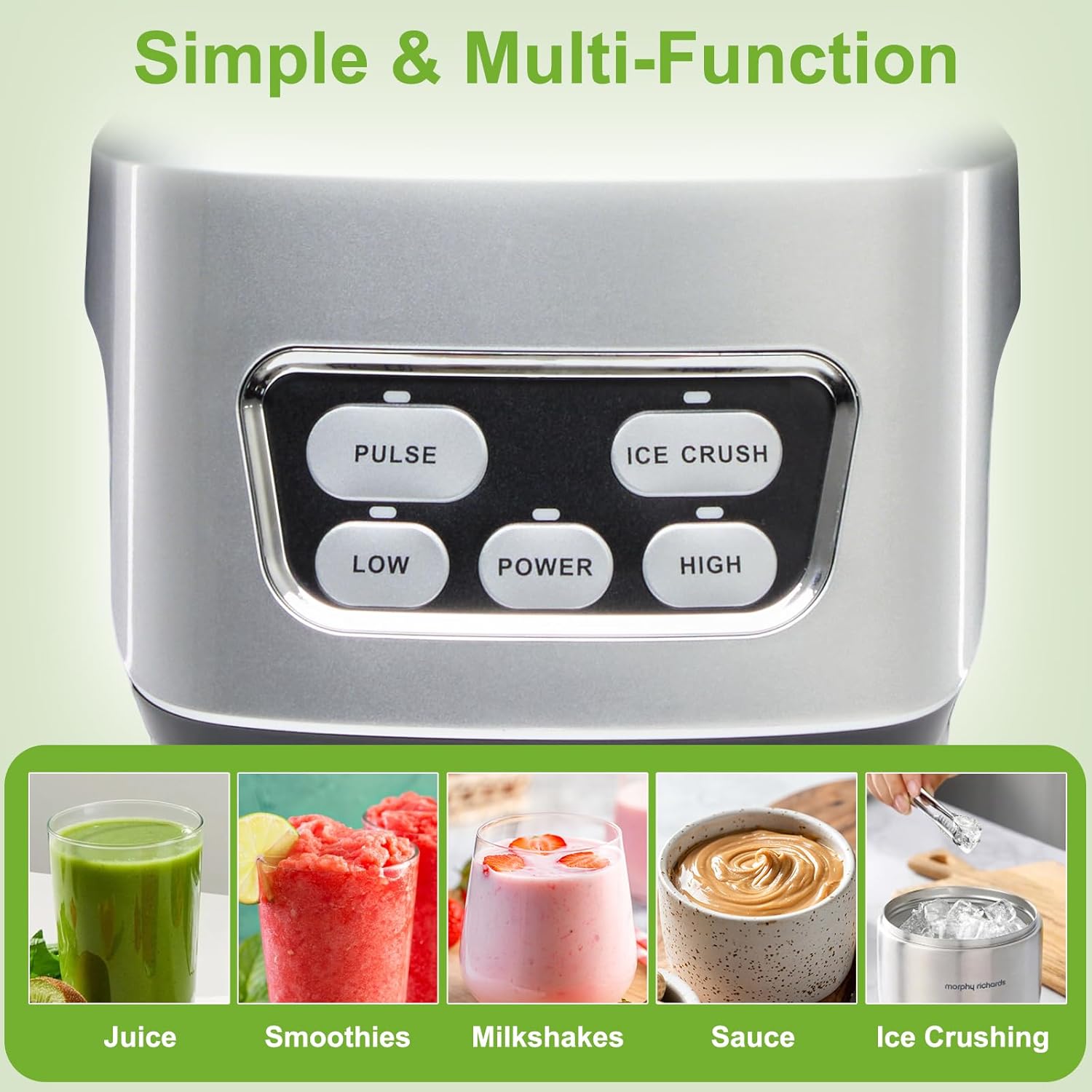 Sweetcrispy Countertop Blender, 1400W 60oz Blender Combo for Kitchen, Smoothies Maker With BPA-Free Portable Cups For Shakes, Sauces, Juice, Ice Crushing, Silver