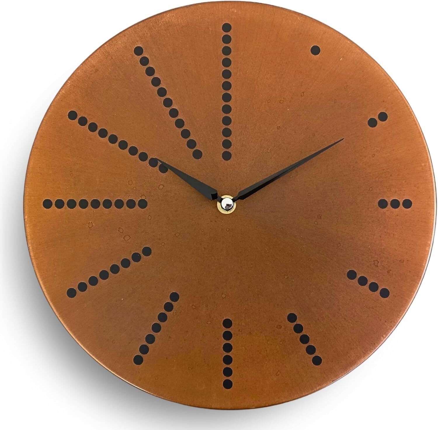 A Rusty Copper-Colored Silent Wall Clock, Now A Representative of Rural Households, is Used in Living Rooms, Bedrooms, Kitchens and Offices(Gold Colored Hands)