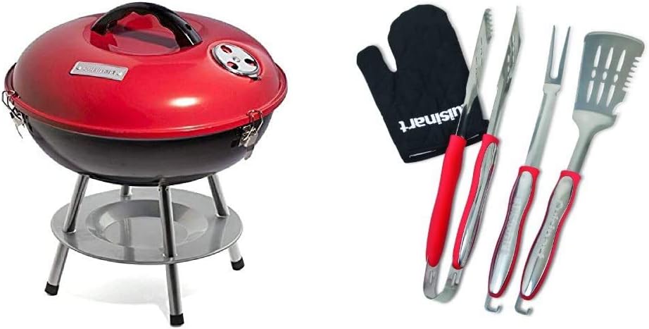 Cuisinart CCG190RB Portable Charcoal Grill, 14-Inch, Red, 14.5