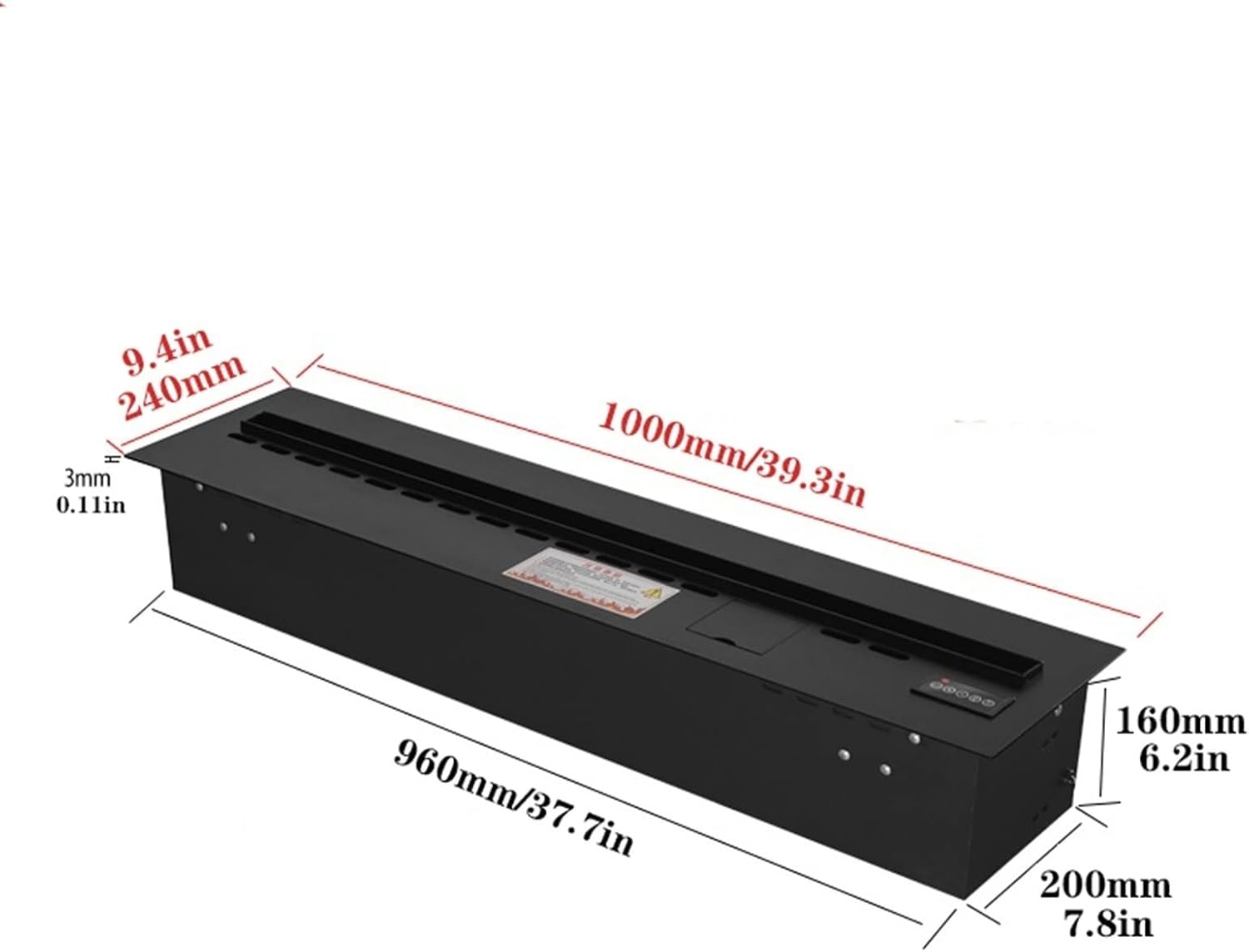 3D Water Vapor Fireplace with Humidifier Flame Water Vapor Fireplace,3D Atomized Fireplaces, Adjustable LED Flame, Overheat Protection, Humidification Function, Remote Control,Fake Fireplace(1000mm)