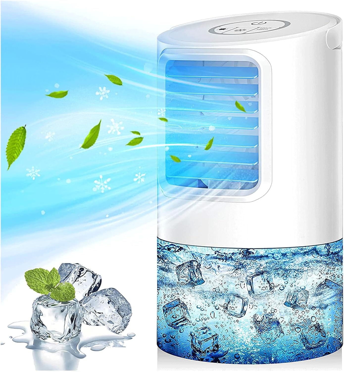Personal Portable Air Conditioner - USB Cooler, Evaporative Mini Air Conditioner with 3 Speeds, 7 Colors Light Personal Air Conditioner, 400ml Water Tank Evaporative for Room Office Desk
