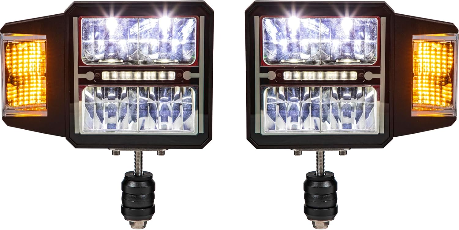 SAM 1312200 Snow Aftermarket Manufacturing Heated LED Universal Plow Headlight Kit With Multi-Mount Signal, Directional Indicator, Easy Installation, Snowplow Accessories, Snowplow Equipment