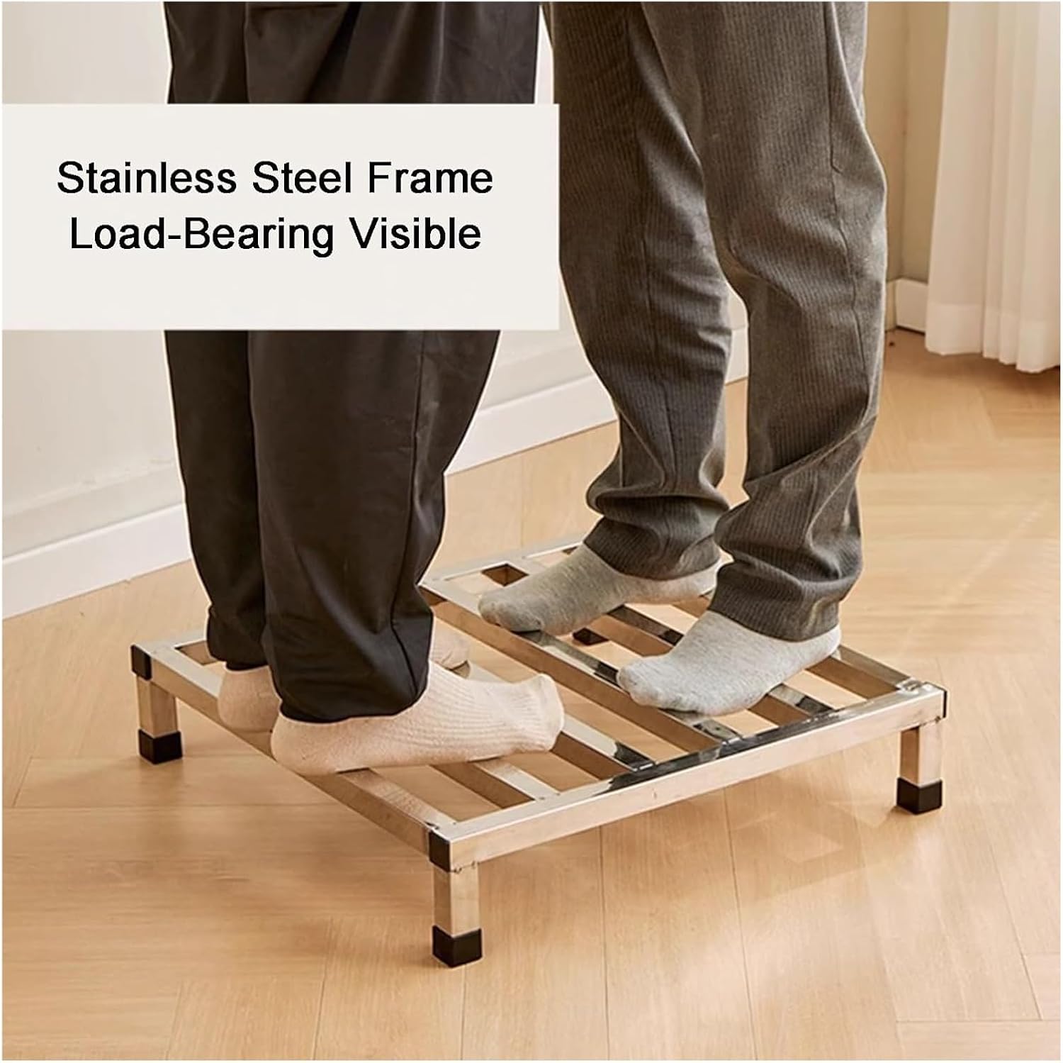 Heightened Air Conditioner Base, Stainless Steel Moisture-Proof Floor Pallets, One-Piece Furniture Appliances Base Stand for Warehouse Supermarket(60x110x15cm)