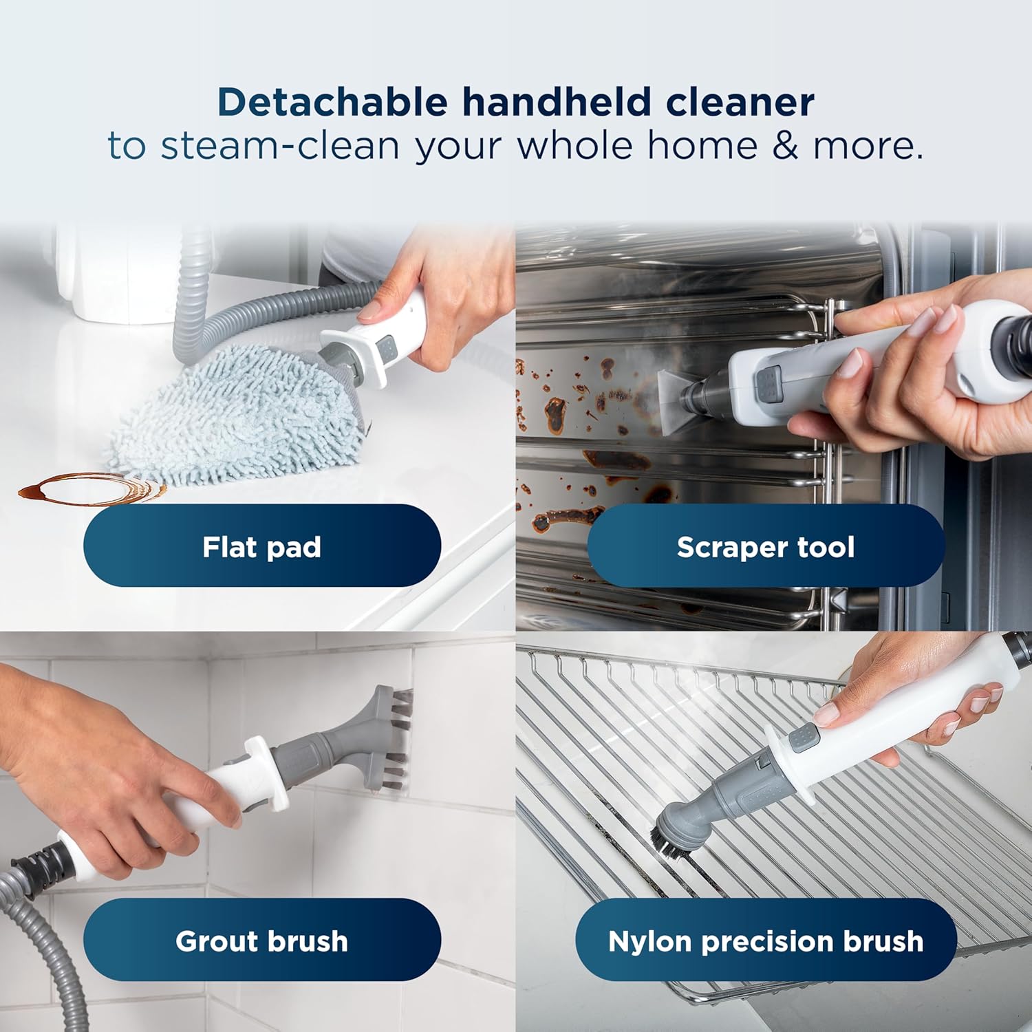 Shark Lift-Away 5-in-1 Steam Mop with Detachable Handheld Steam Cleaner, for Whole Home Cleaning including Sealed Hard Floors, Kitchens, Bathrooms, Upholstery, Cars, Grout & more, Blueberry, S3972BRN