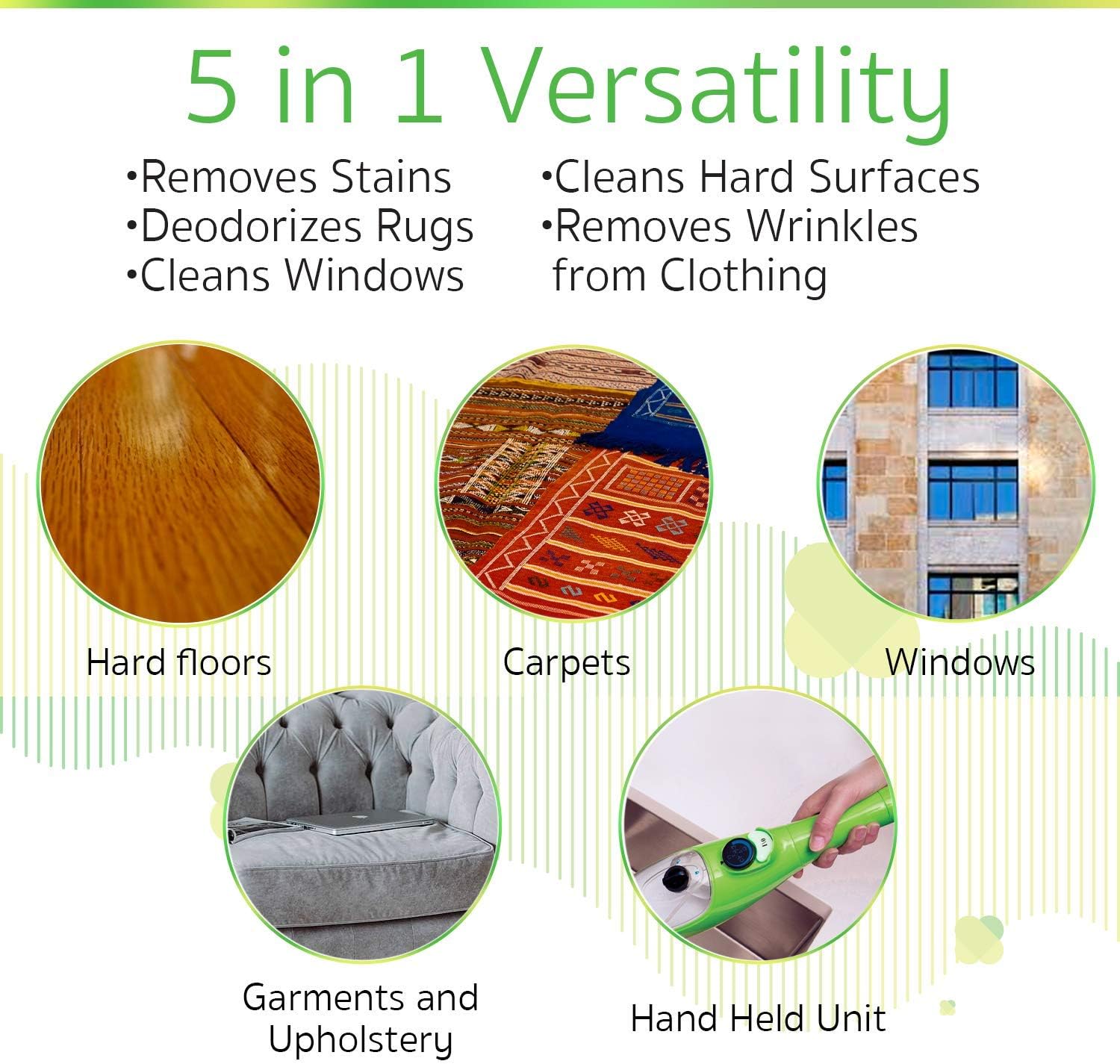 H2O Mop X5 Elite Mop 5 in 1 All-Purpose Hand Held Steam Cleaner for Home Use, with 17 Piece Accessory Kit For Floor,Window