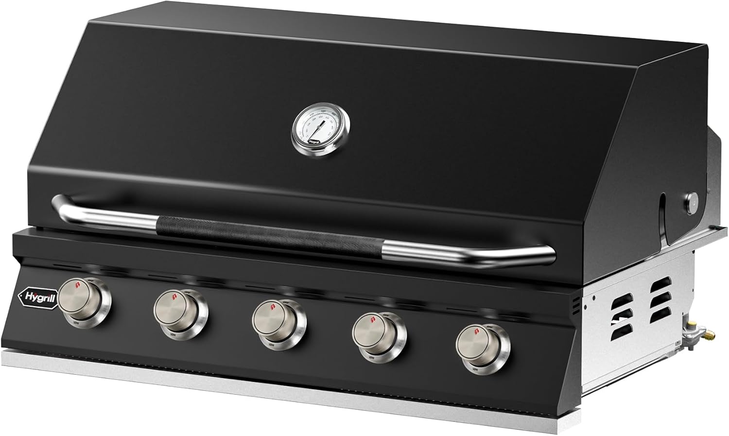 Hygrill 40-Inch Built In Grill for Natural Gas, Stainless Steel Outdoor Kitchen 5-Burner Grill Head, Black