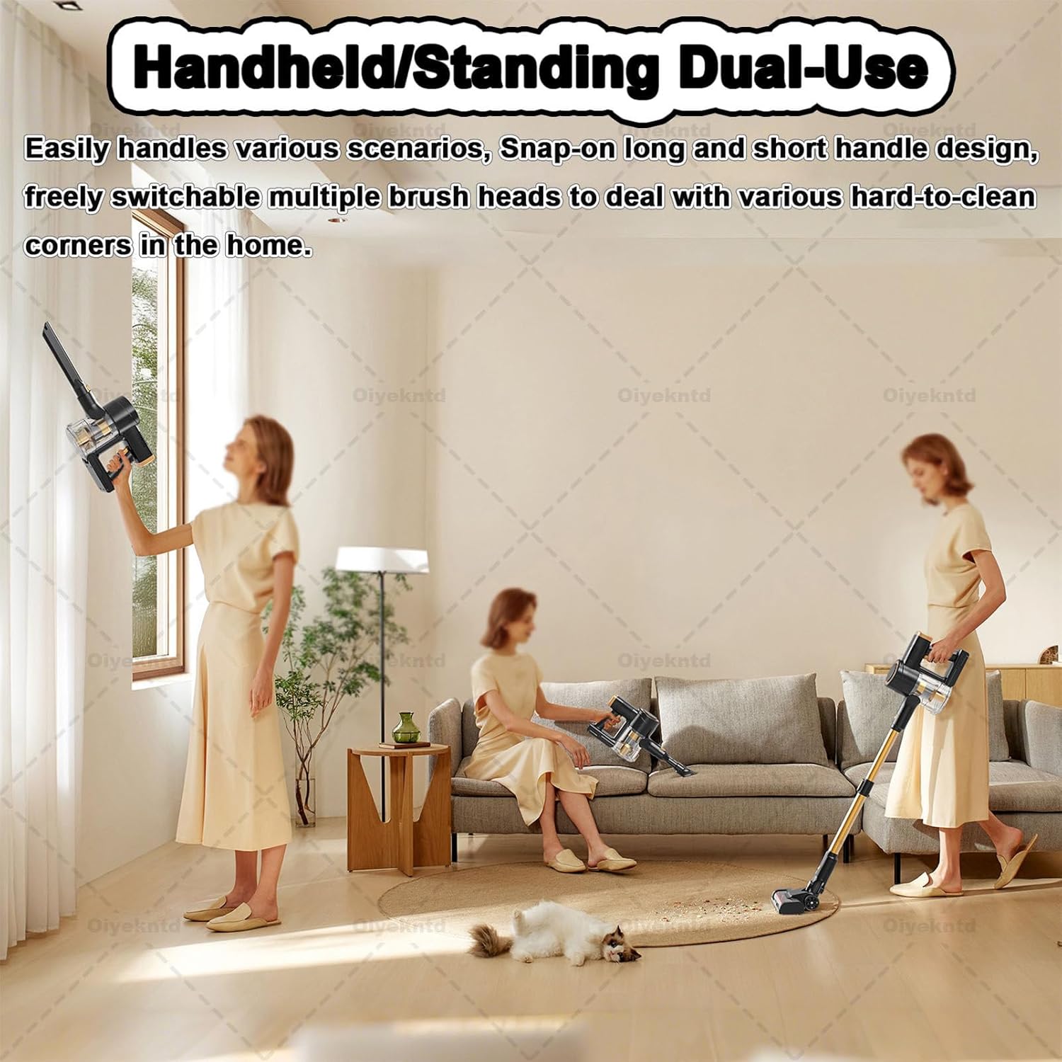 Cordless Vacuum Cleaner Stick Vacuums, Electric Brooms Powerful Lightweight Vaccum Cleaners Upright Handheld Rechargeable Lithium-Ion Battery Wireless for Home Hardwood Floor Carpets Car