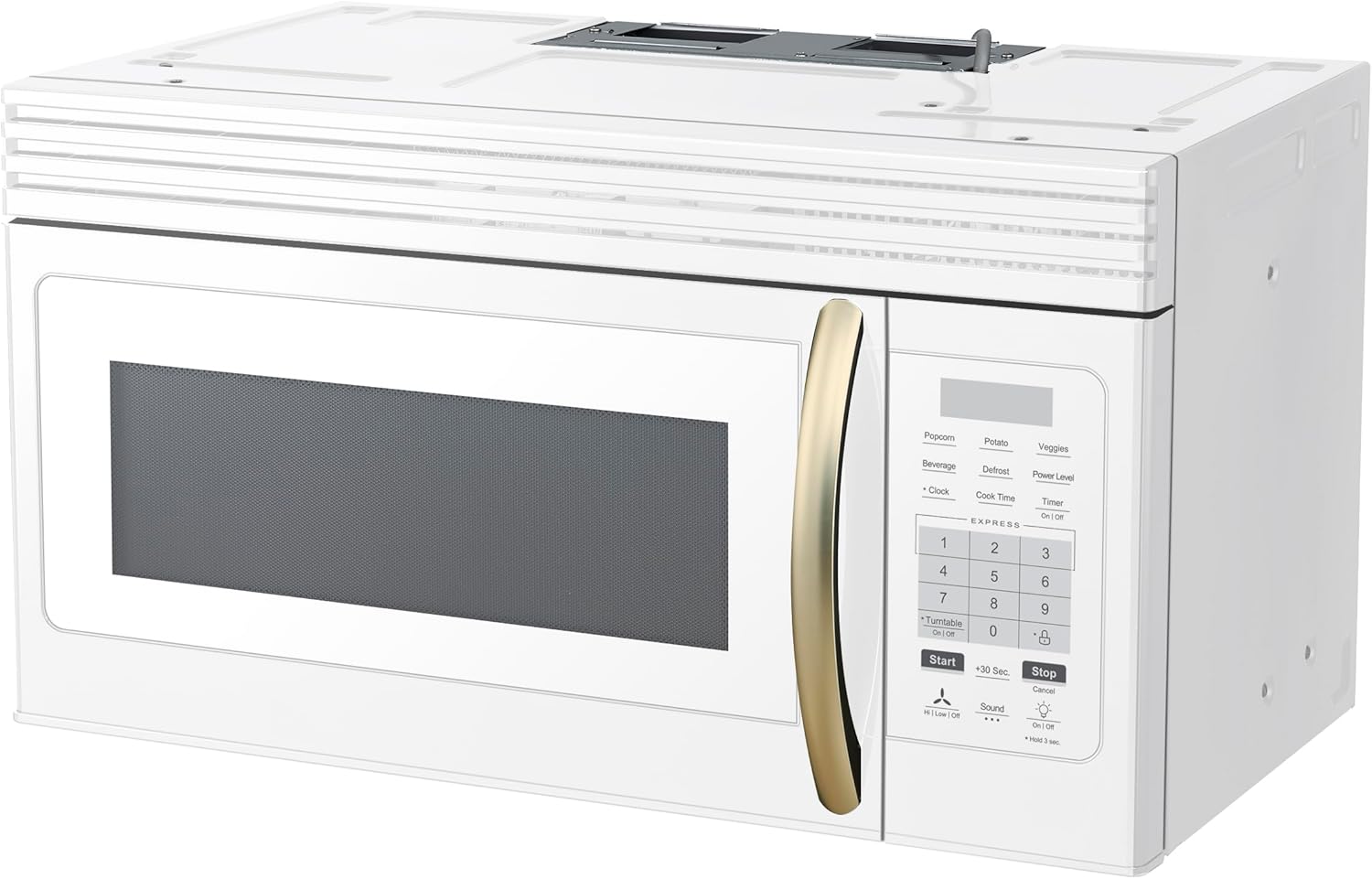 FORNO Scalo 30-Inch Over-the-Range Microwave, 1.6 cu.ft – White Finish with Antique Brass Accents – 300 CFM Ventilation, Touch Control Panel, LED Interior Lighting – FOTR3007-30WHT